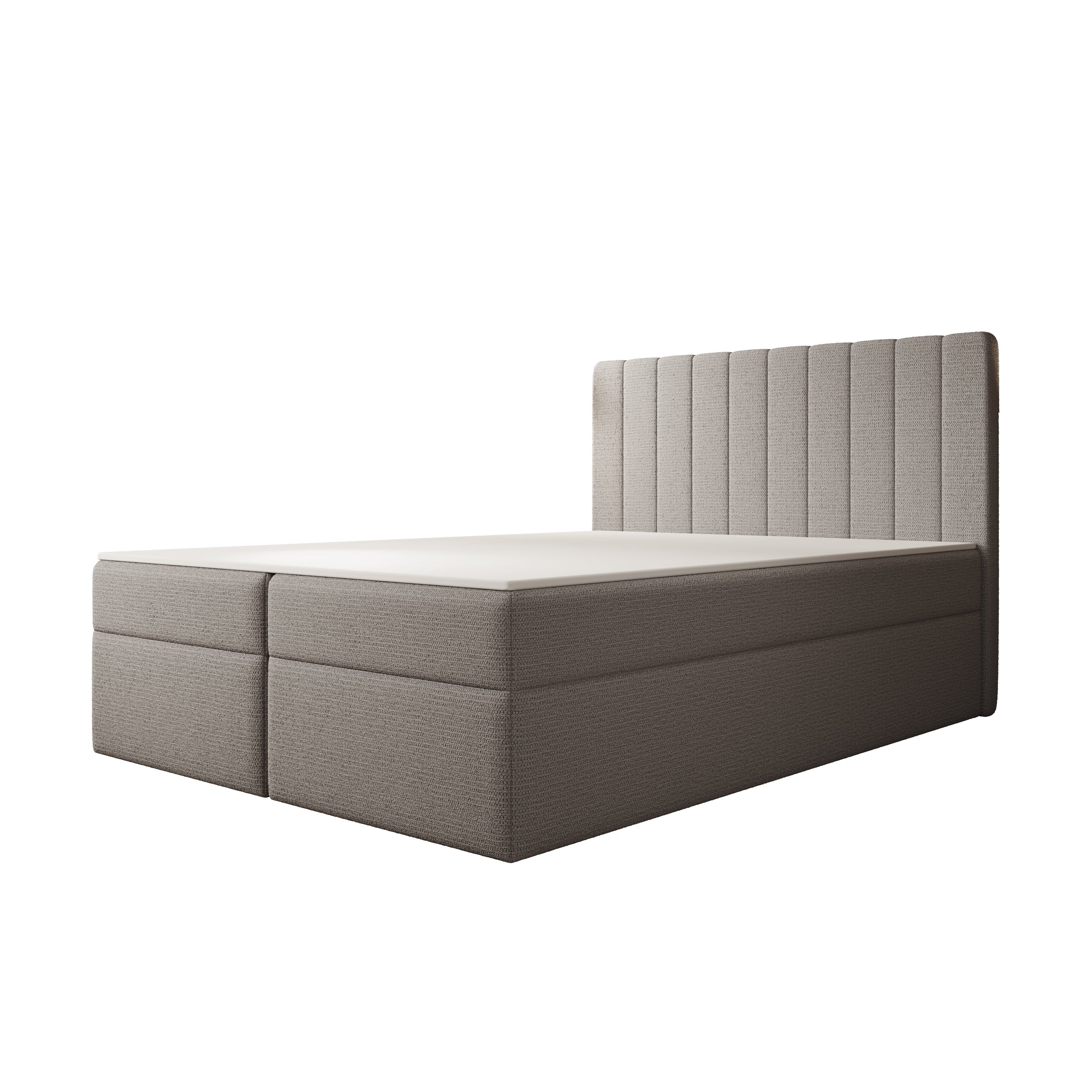 Ensono - Boxspring met opbergruimte - Stof grijs - 140x200 cm