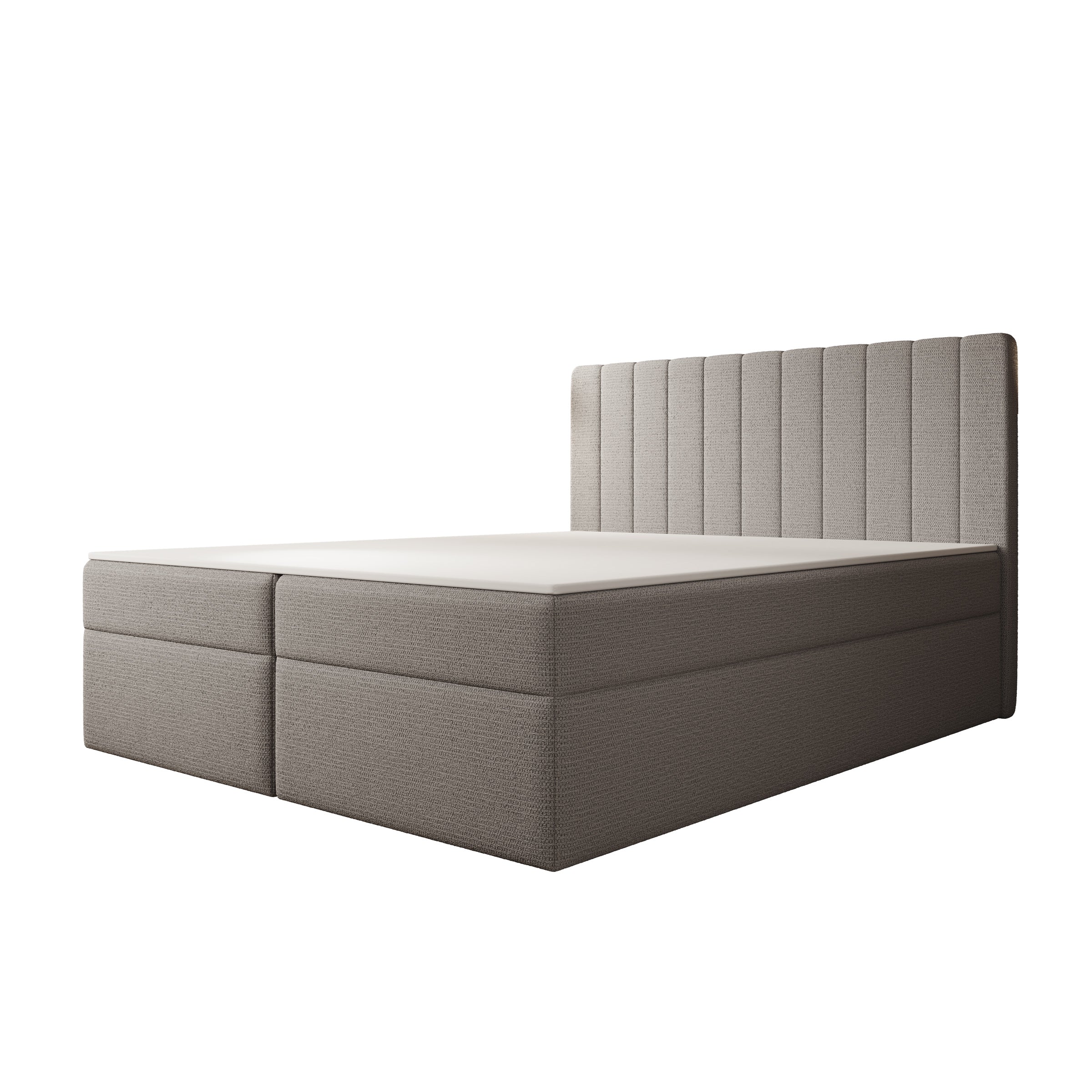 Ensono - Boxspring met opbergruimte - Stof grijs - 160x200 cm