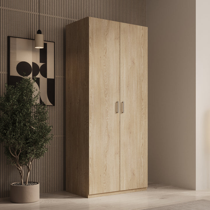 Enzio - Kledingkast 2 deurs - Eikenpatroon - 90x54x211 cm