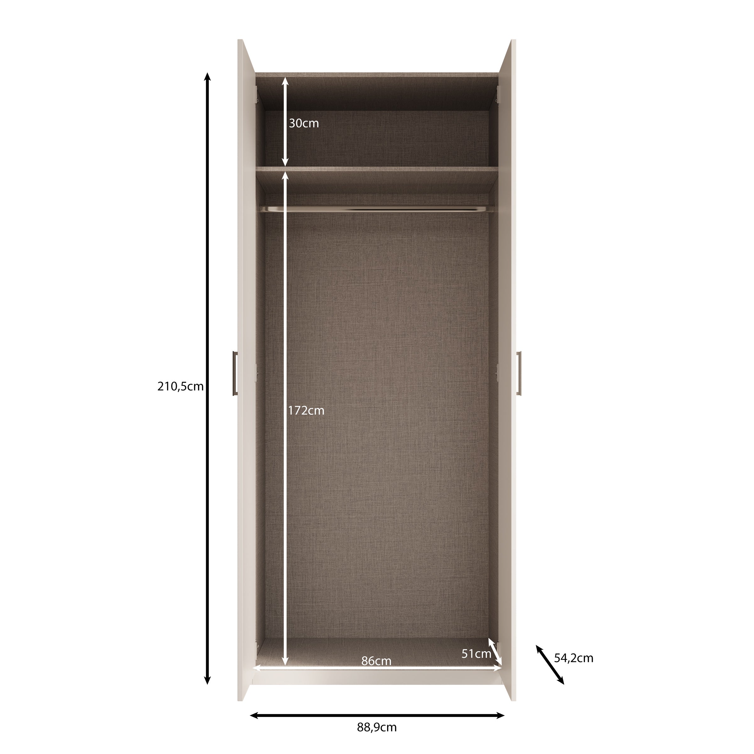 Enzio - Kledingkast 2 deurs - Eikenpatroon - 90x54x211 cm