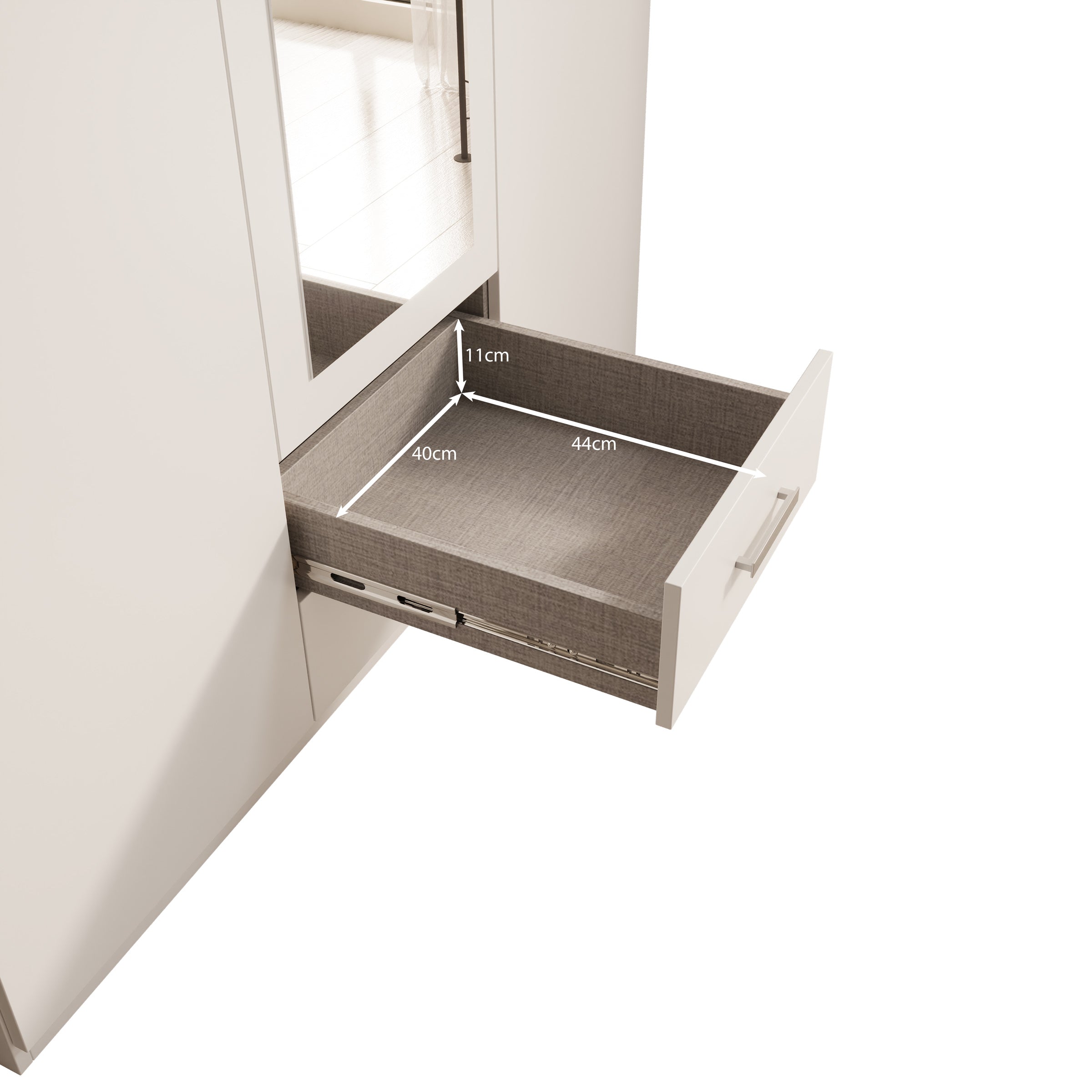 Enzio - Kledingkast 3 deurs - Wit - 133x54x211 cm