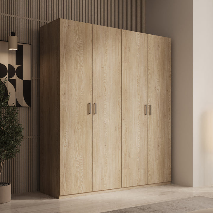 Enzio - Kledingkast 4 deurs - Eikenpatroon - 178x54x211 cm