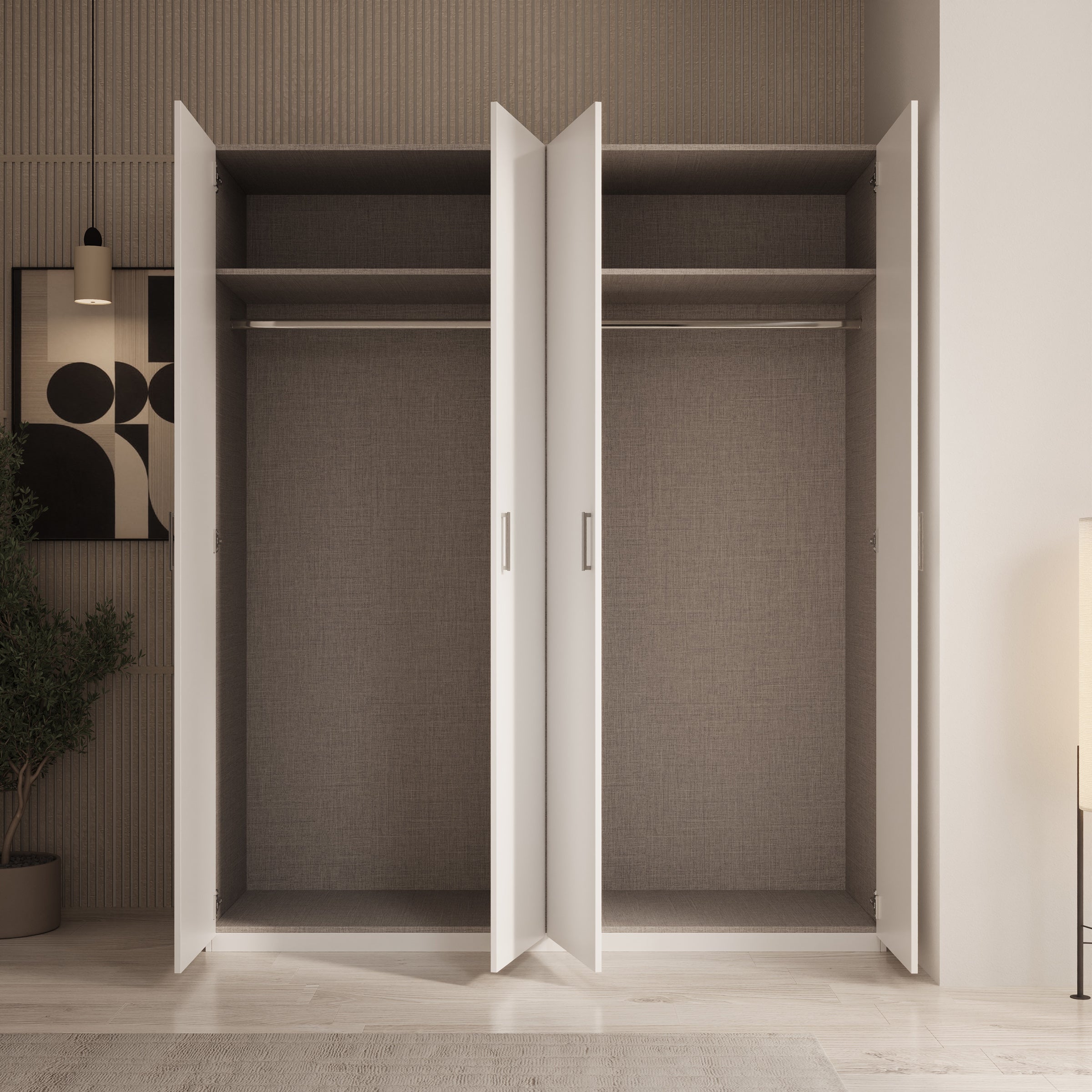 Enzio - Kledingkast 4 deurs - Wit - 178x54x211 cm