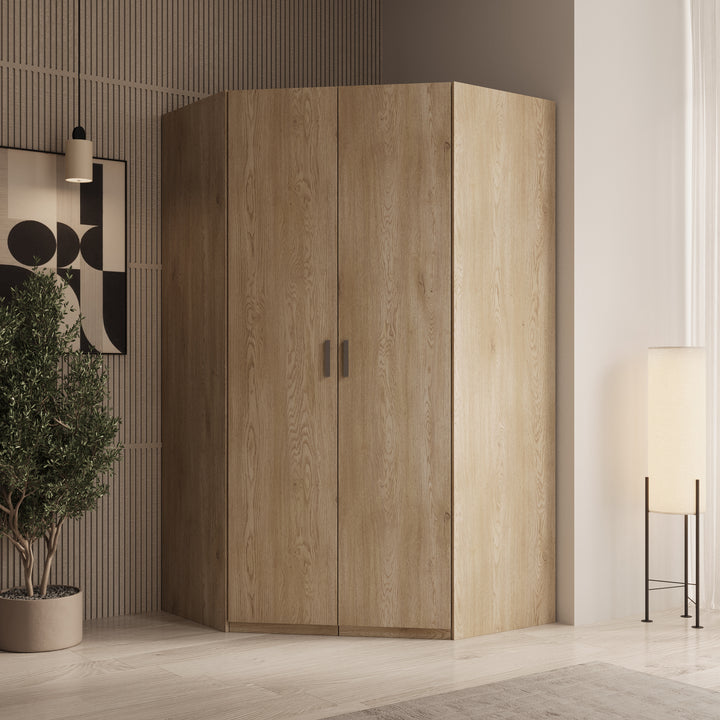 Enzio - Kledingkast hoek - Eikenpatroon - 117x117x211 cm