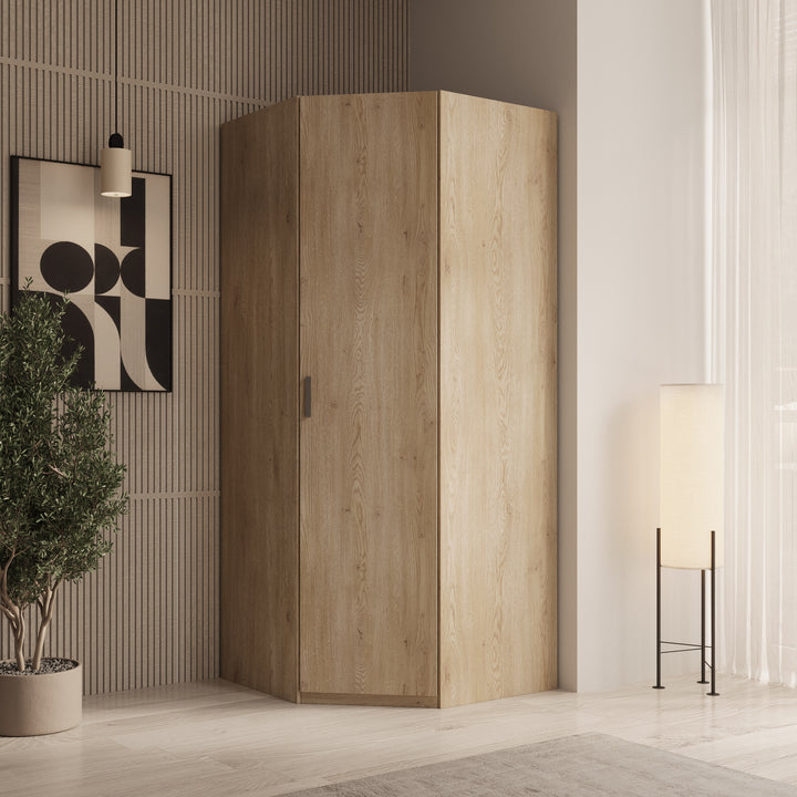 Enzio - Kledingkast hoek - Eikenpatroon - 90x89x211 cm
