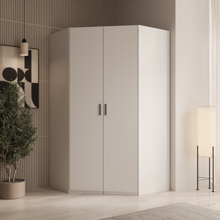 Enzio - Kledingkast hoek - Wit - 117x117x211 cm