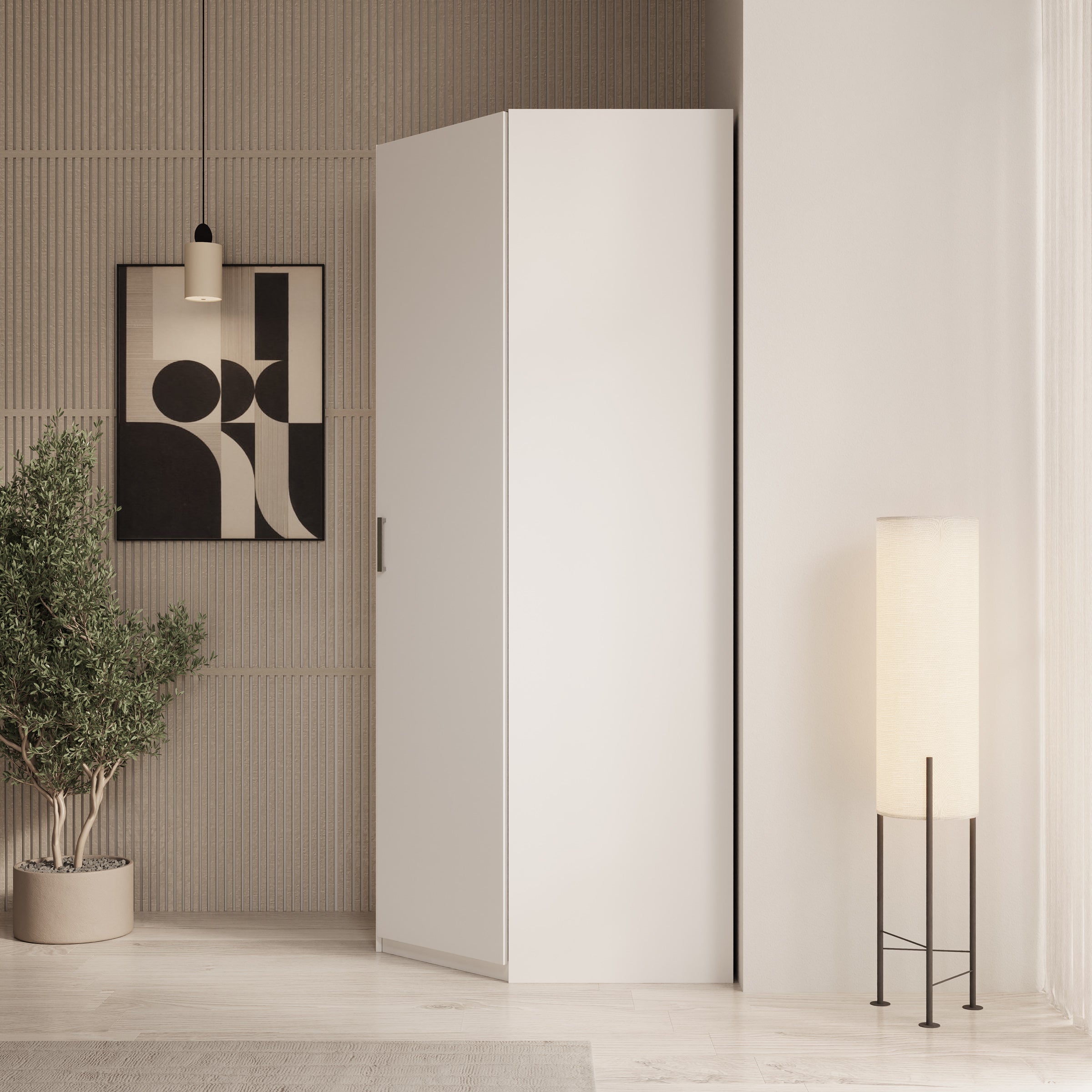 Enzio - Kledingkast hoek - Wit - 90x89x211 cm