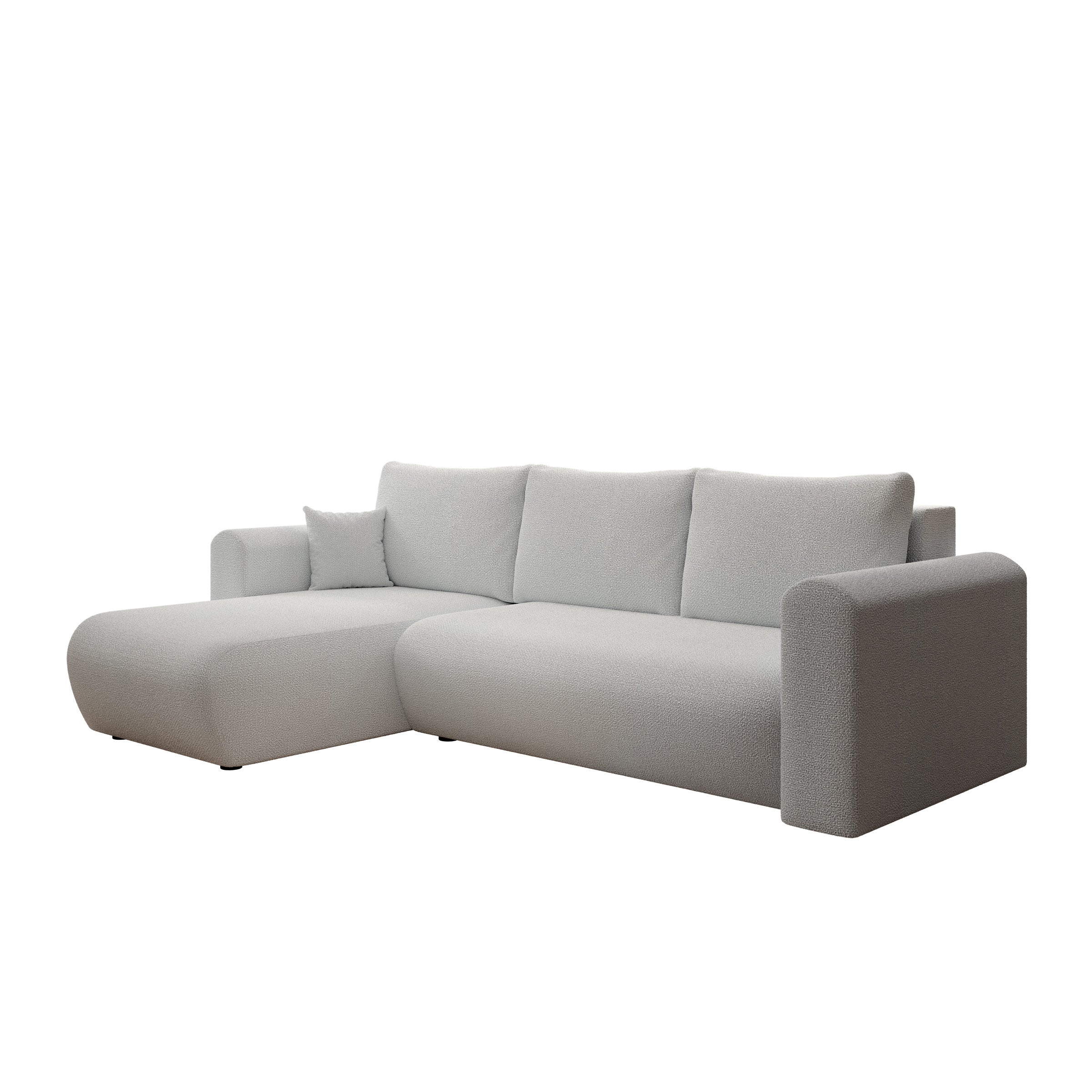 Esencia - Hoekbank 3-zits met chaise longue - Stof grijs - 252x158x80 cm