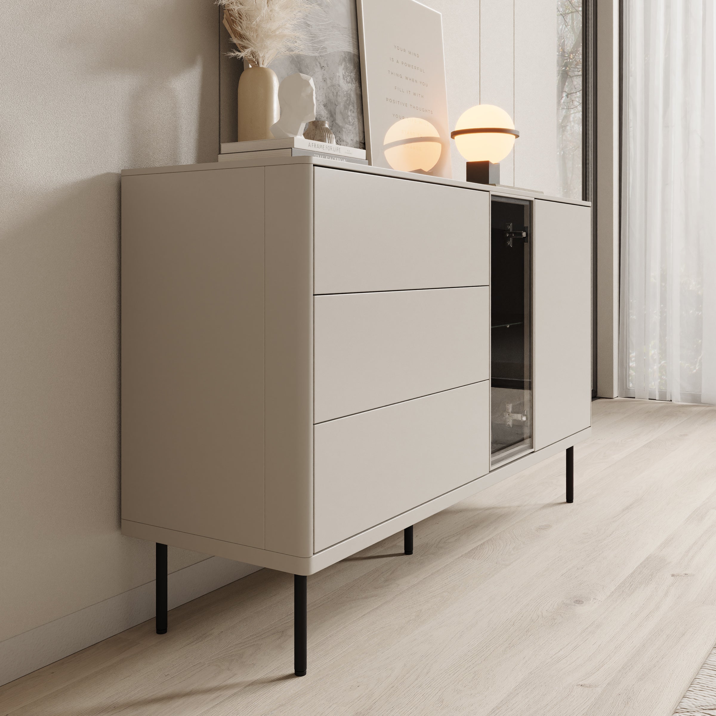 Estrella - Dressoir - Beige - 134x41x83 cm