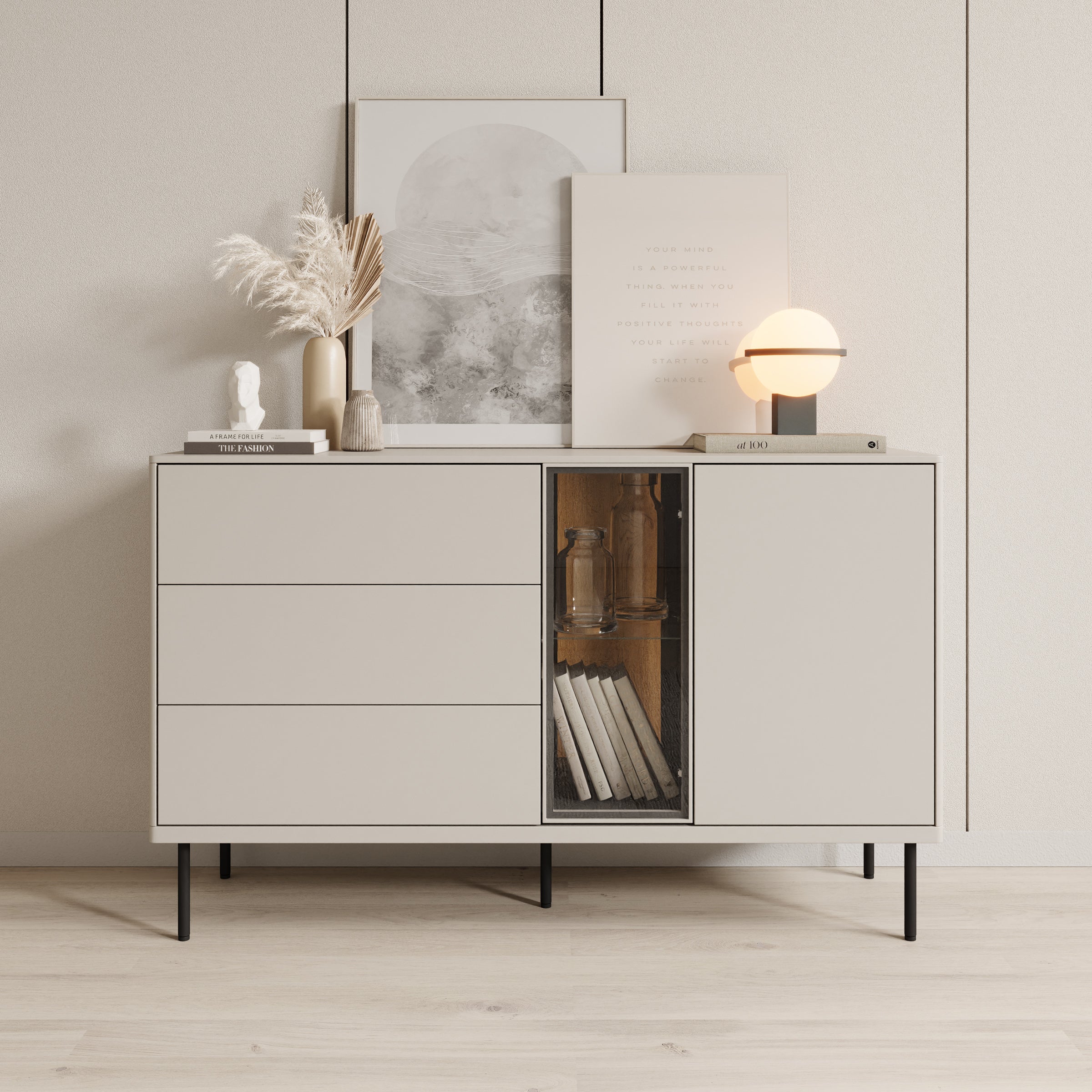 Estrella - Dressoir - Beige - 134x41x83 cm