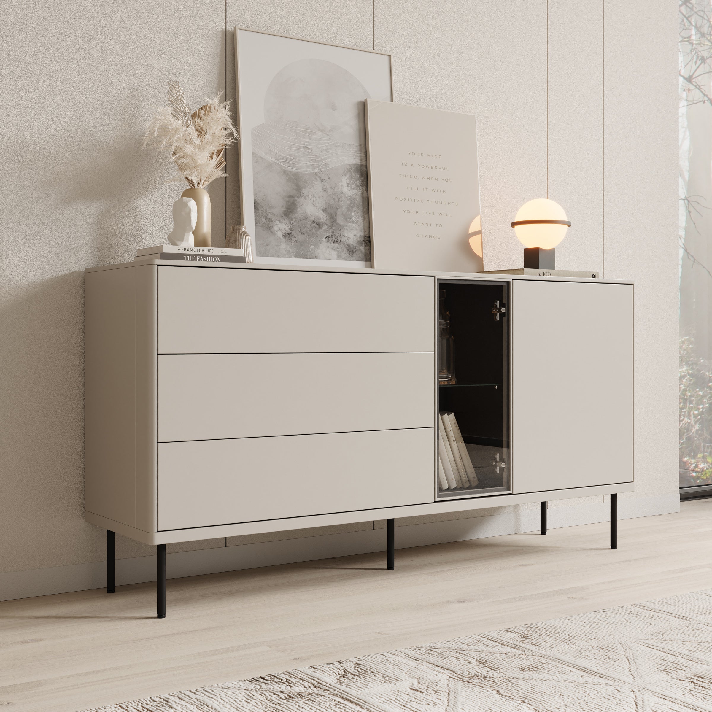 Estrella - Dressoir - Beige - 161x41x83 cm