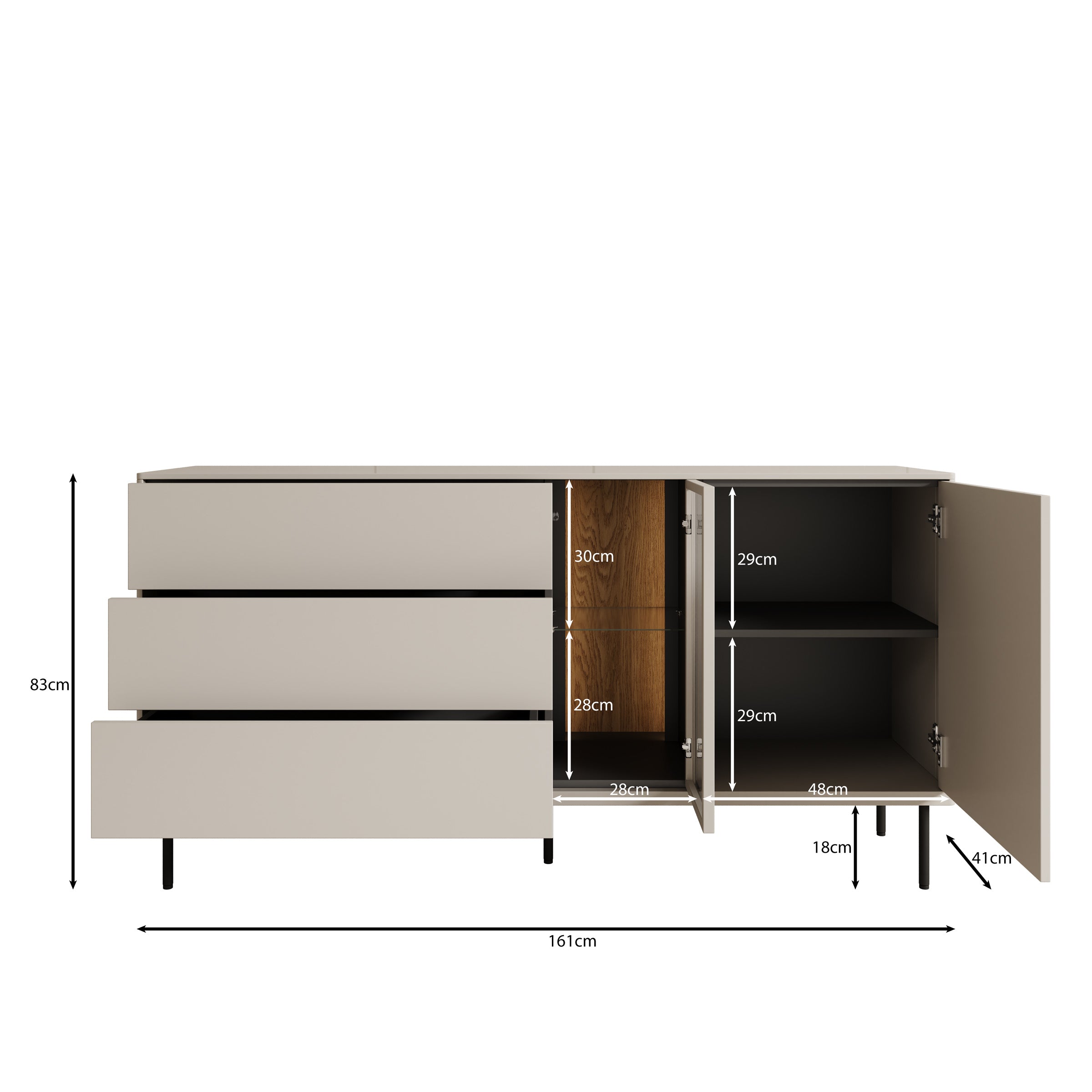 Estrella - Dressoir - Beige - 161x41x83 cm