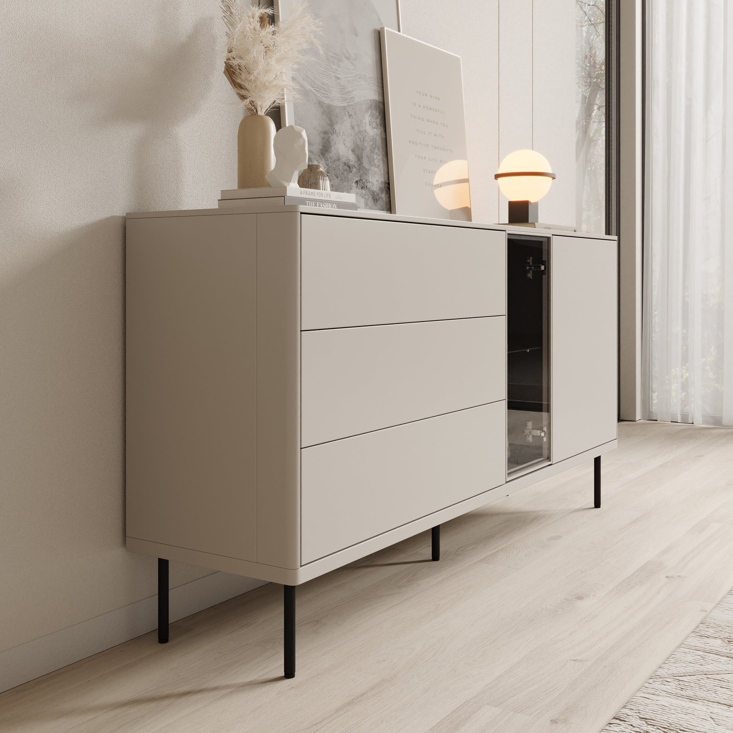 Estrella - Dressoir - Beige - 161x41x83 cm