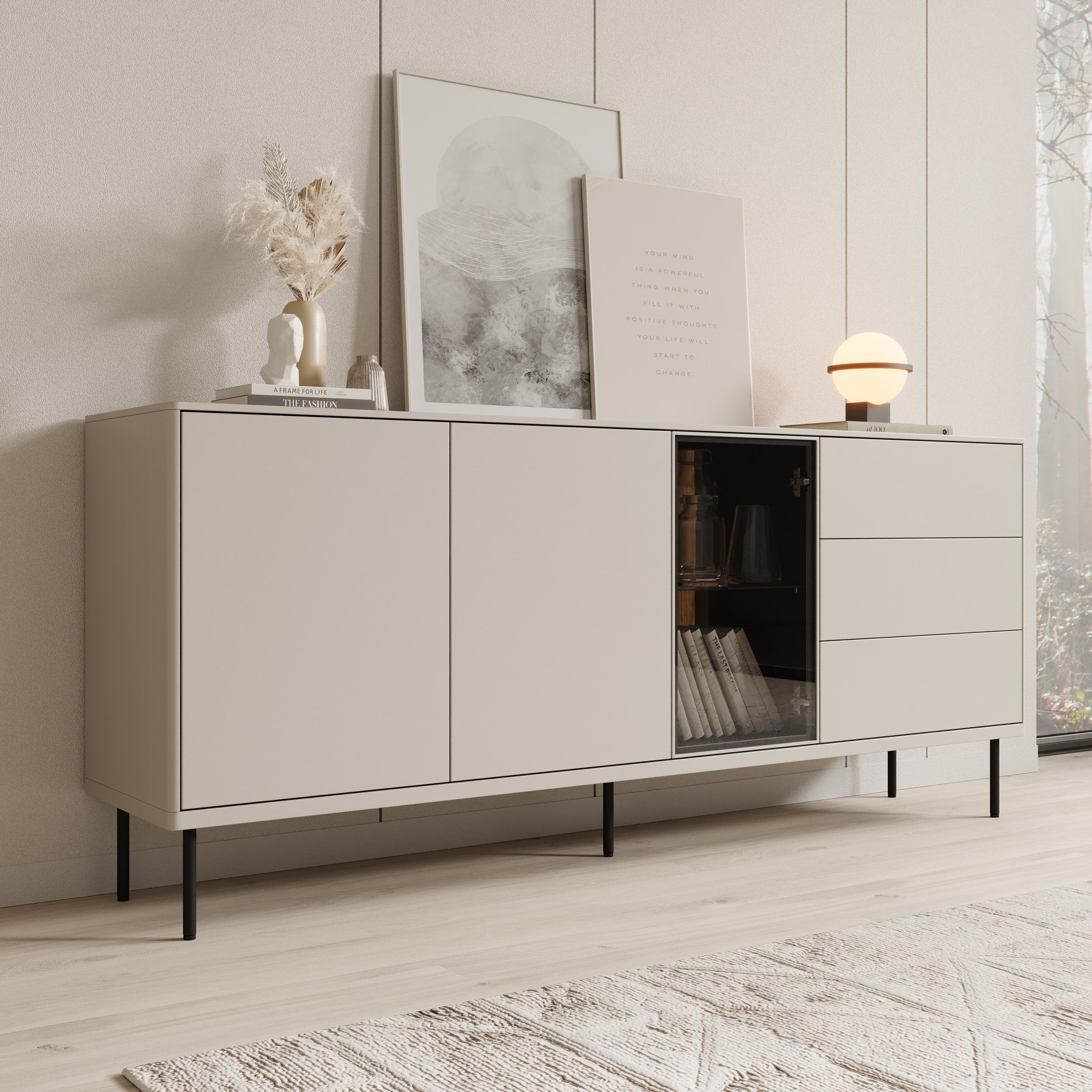 Estrella - Dressoir - Beige - 194x41x83 cm