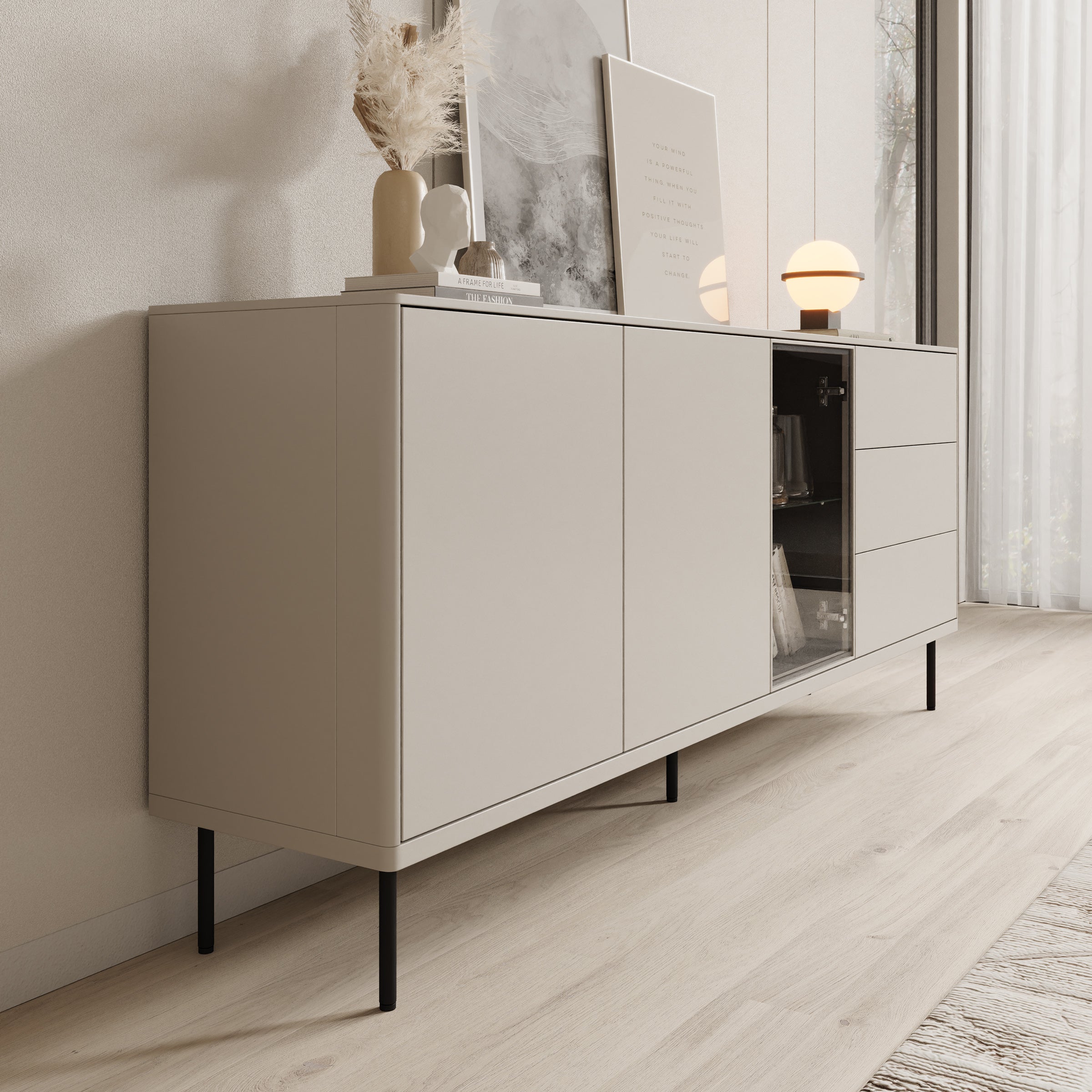 Estrella - Dressoir - Beige - 194x41x83 cm