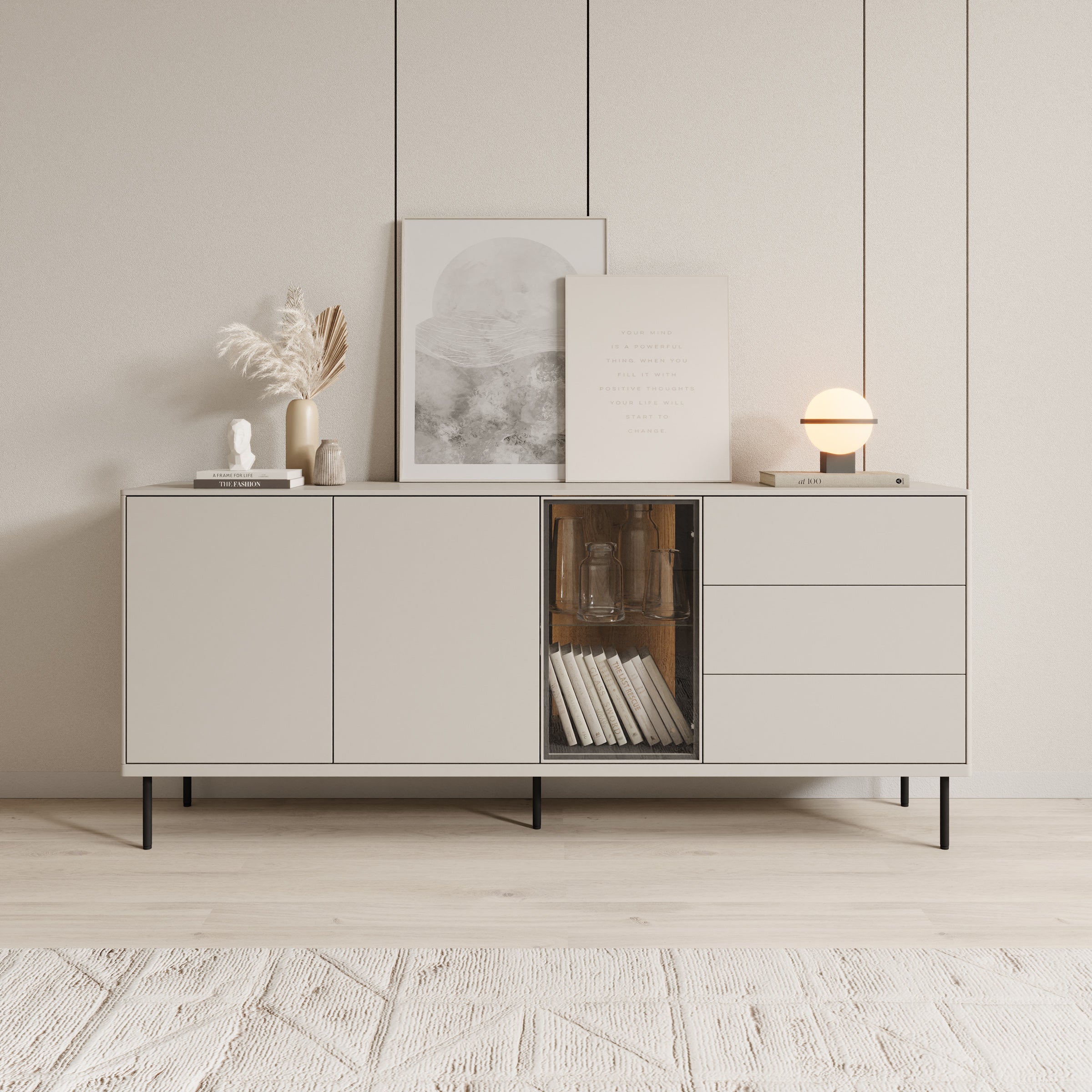 Estrella - Dressoir - Beige - 194x41x83 cm