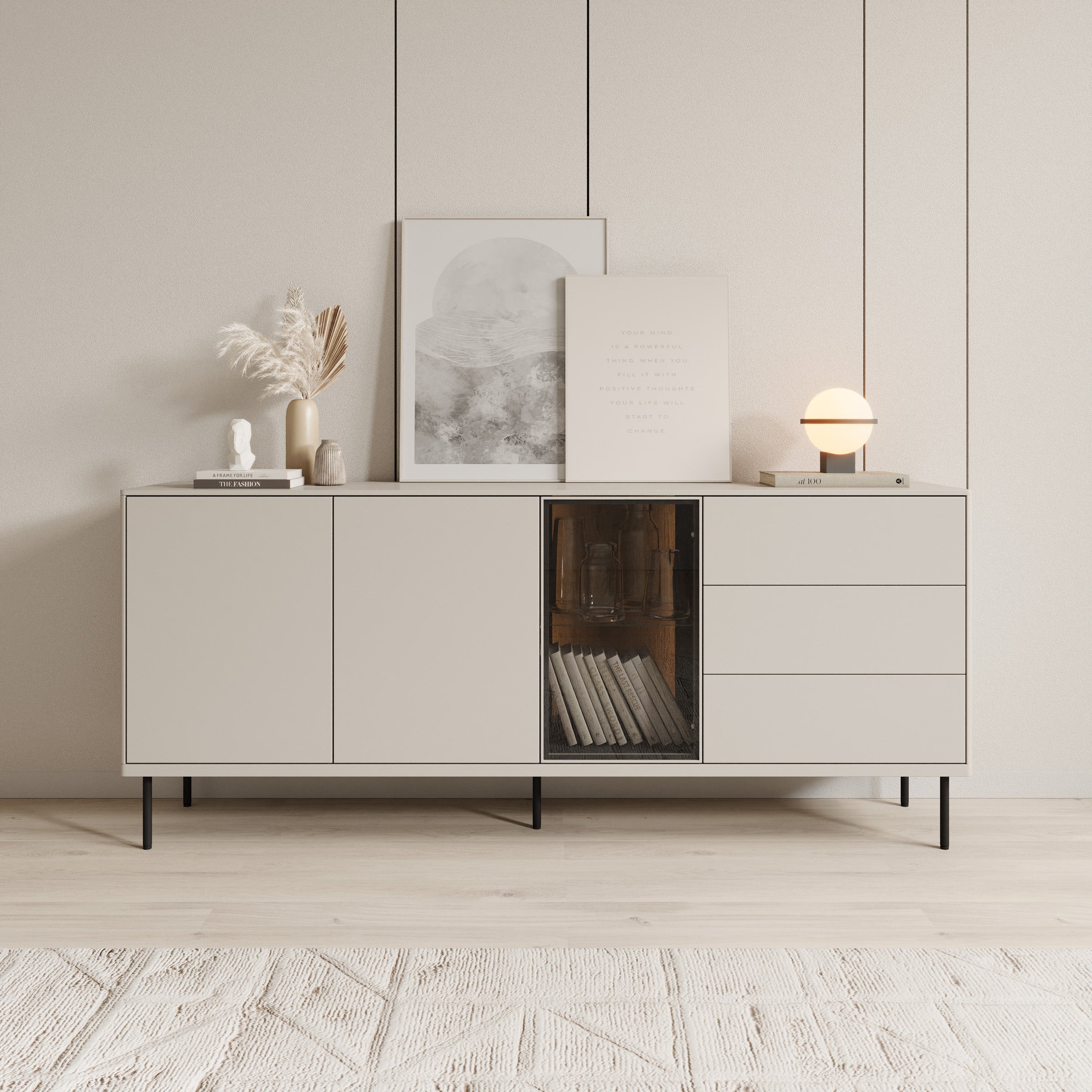 Estrella - Dressoir - Beige - 194x41x83 cm