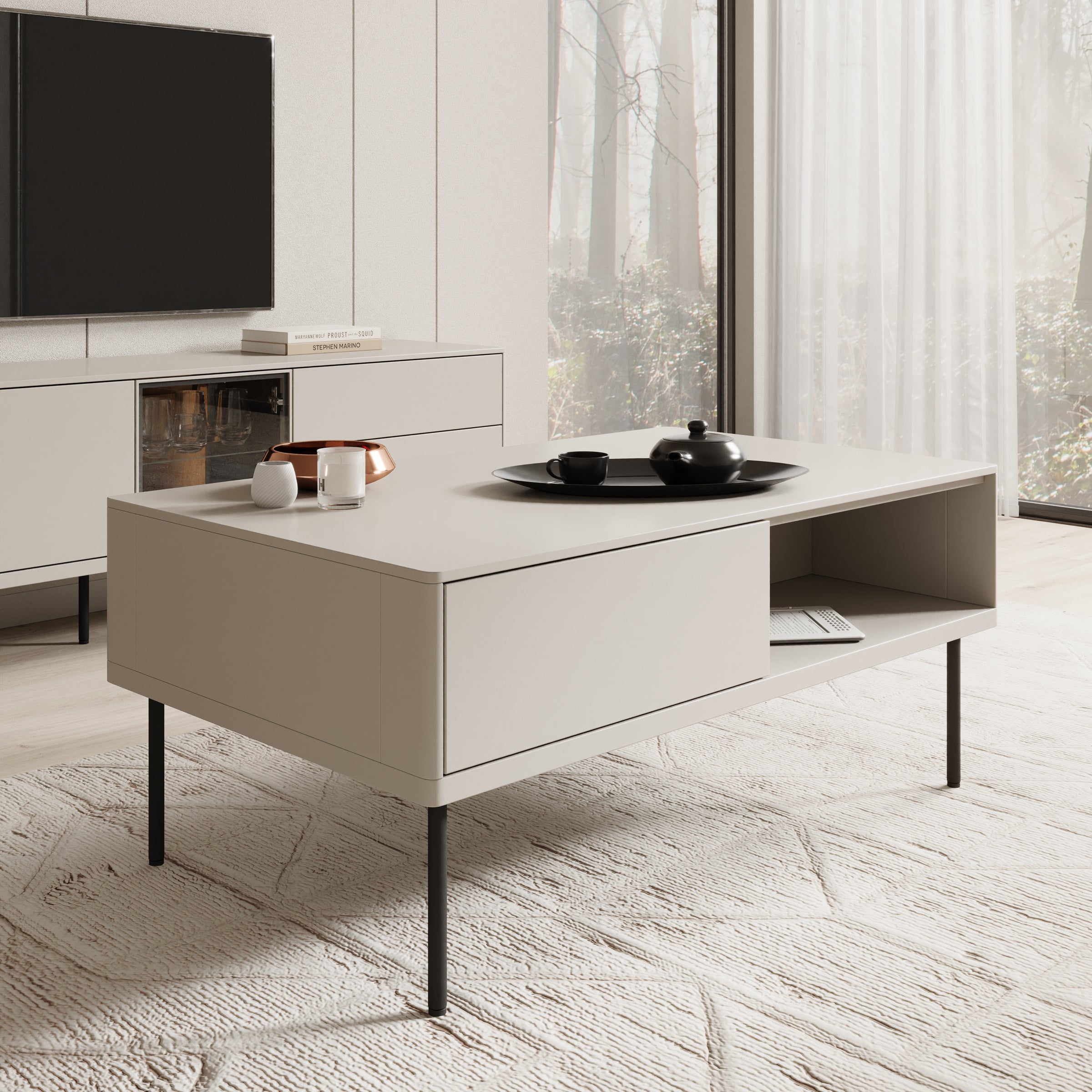 Estrella - Salontafel - Beige - 110x67x48 cm