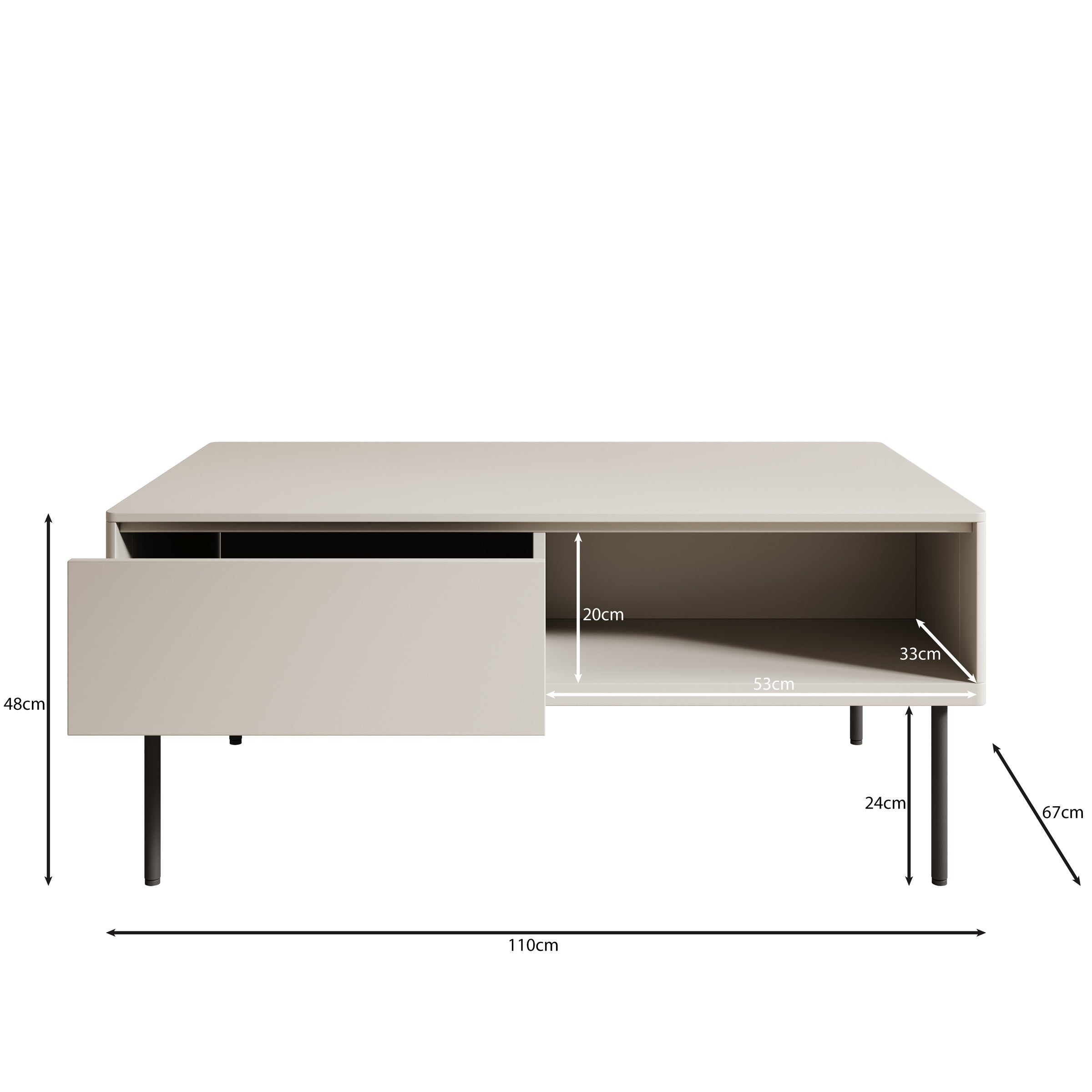 Estrella - Salontafel - Beige - 110x67x48 cm