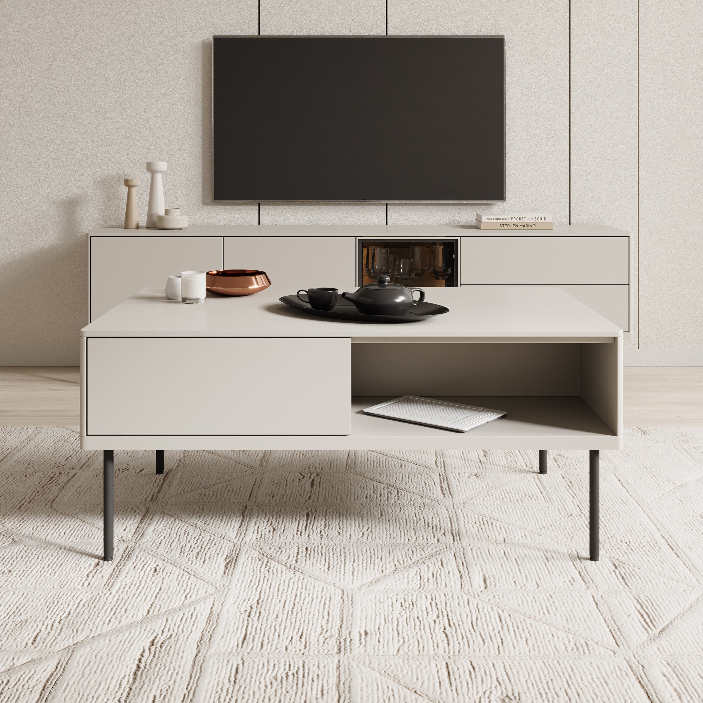 Estrella - Salontafel - Beige - 110x67x48 cm