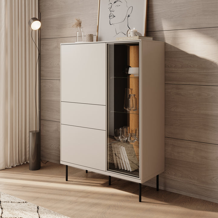 Estrella - Vitrinekast - Beige - 98x41x140 cm