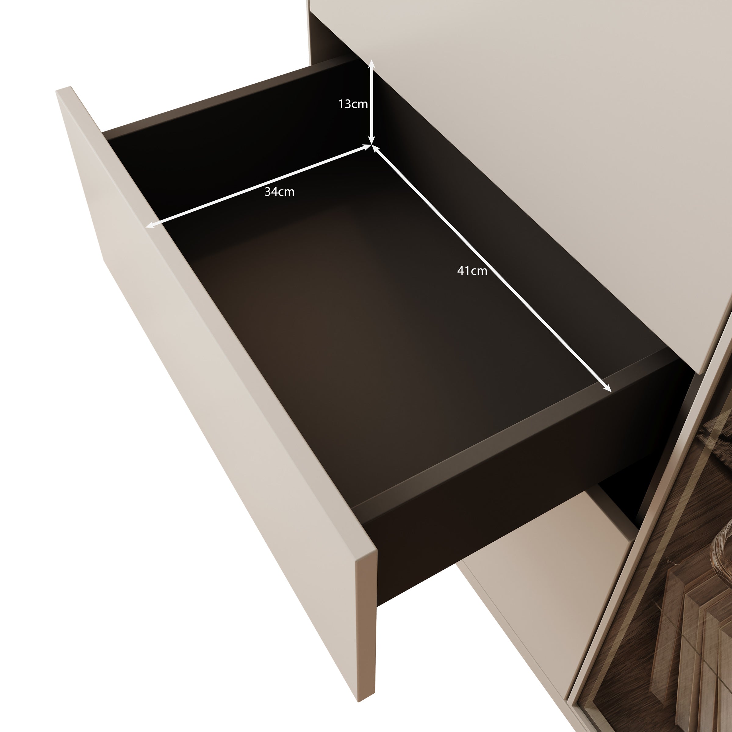 Estrella - Vitrinekast - Beige - 98x41x140 cm