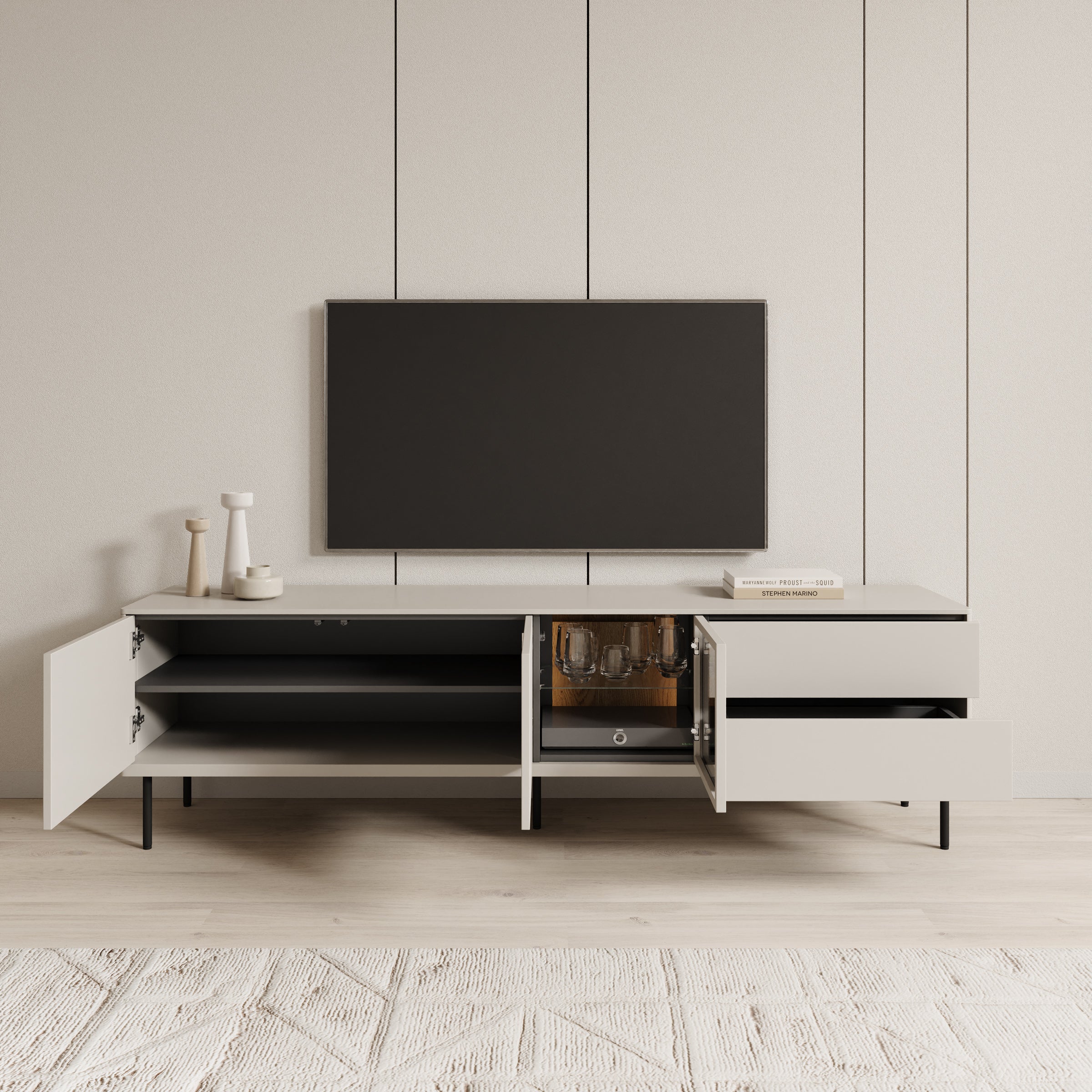 Estrella - TV-Meubel - Beige - 194x41x56 cm