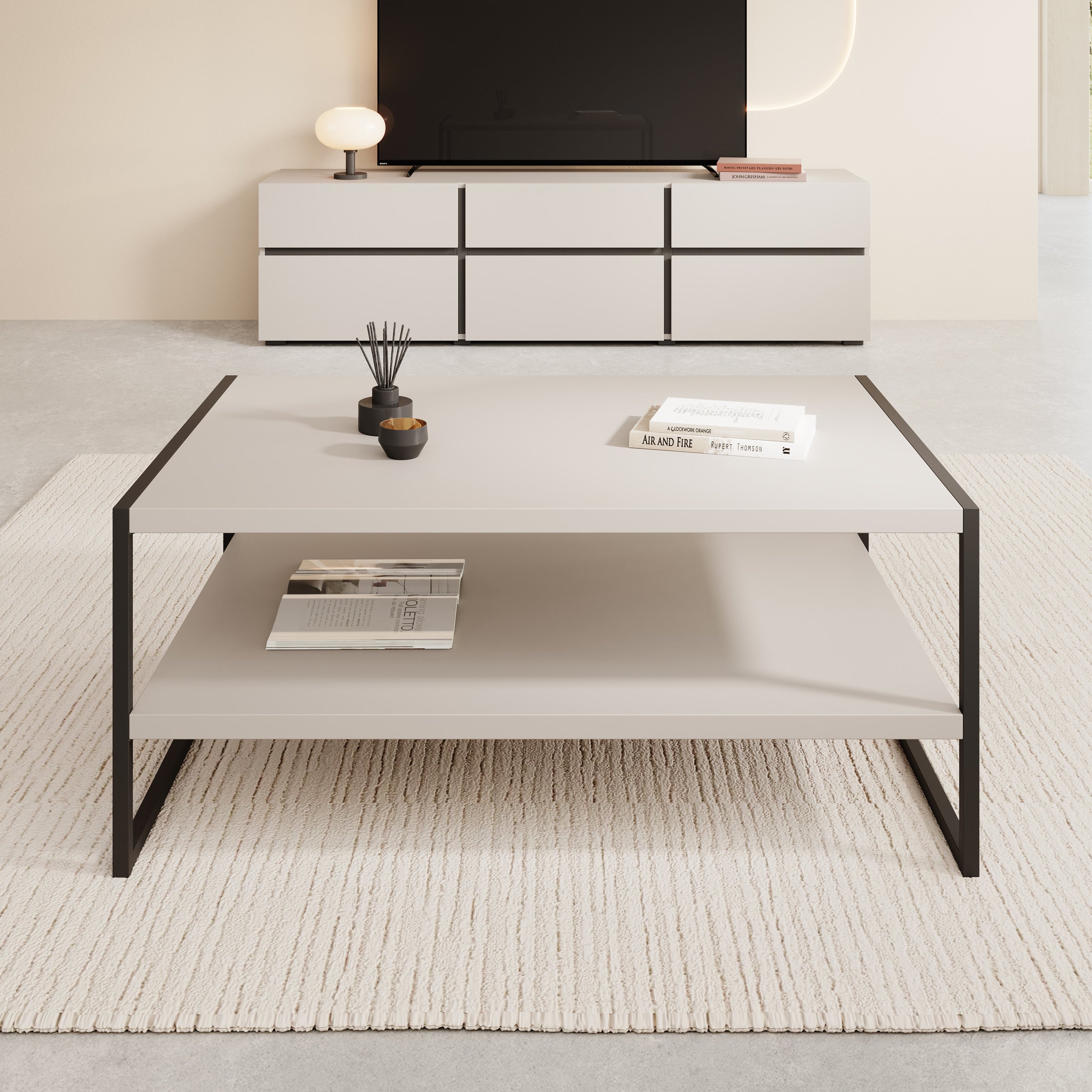 Etsu - Salontafel - Beige - 100x65x43 cm