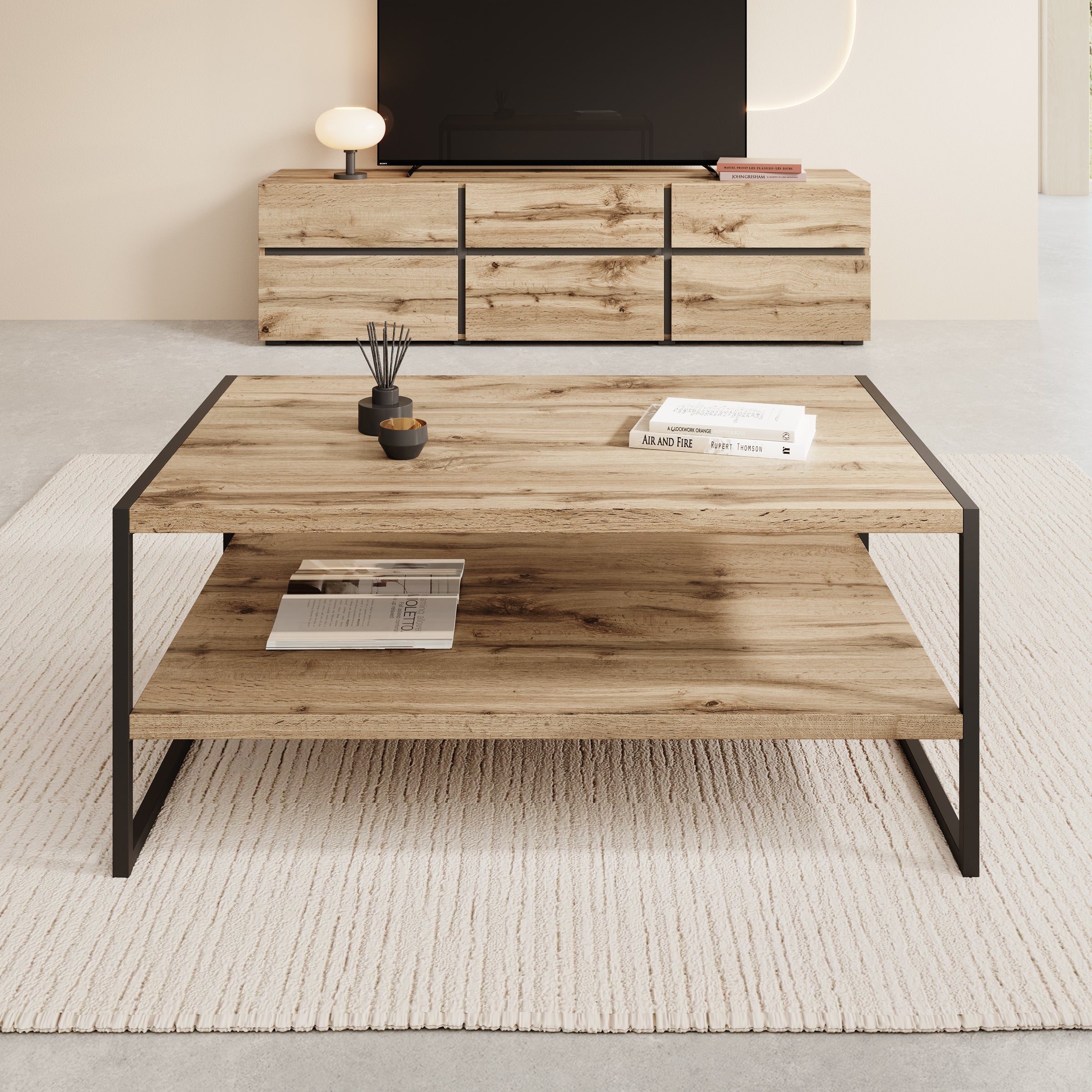 Etsu - Salontafel - Eikenpatroon - 100x65x43 cm