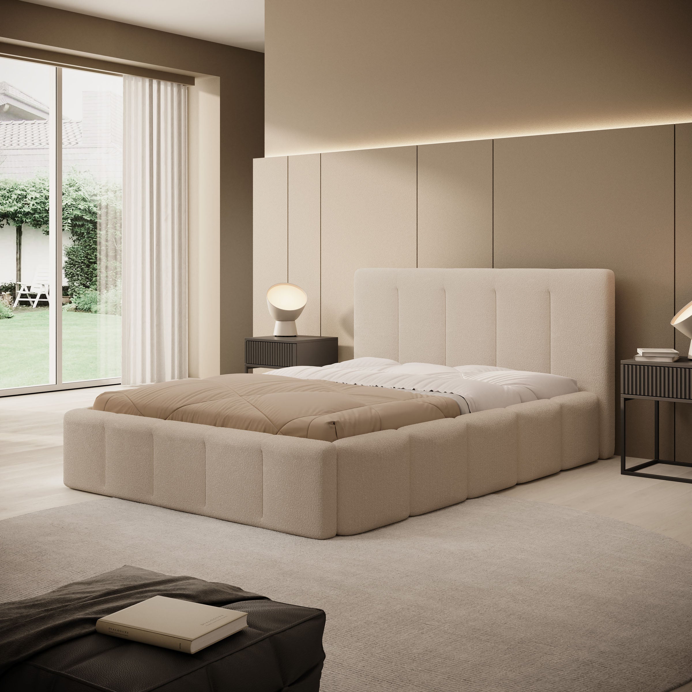 Excalibur - Tweepersoonsbed - Teddystof beige - 140x200 cm
