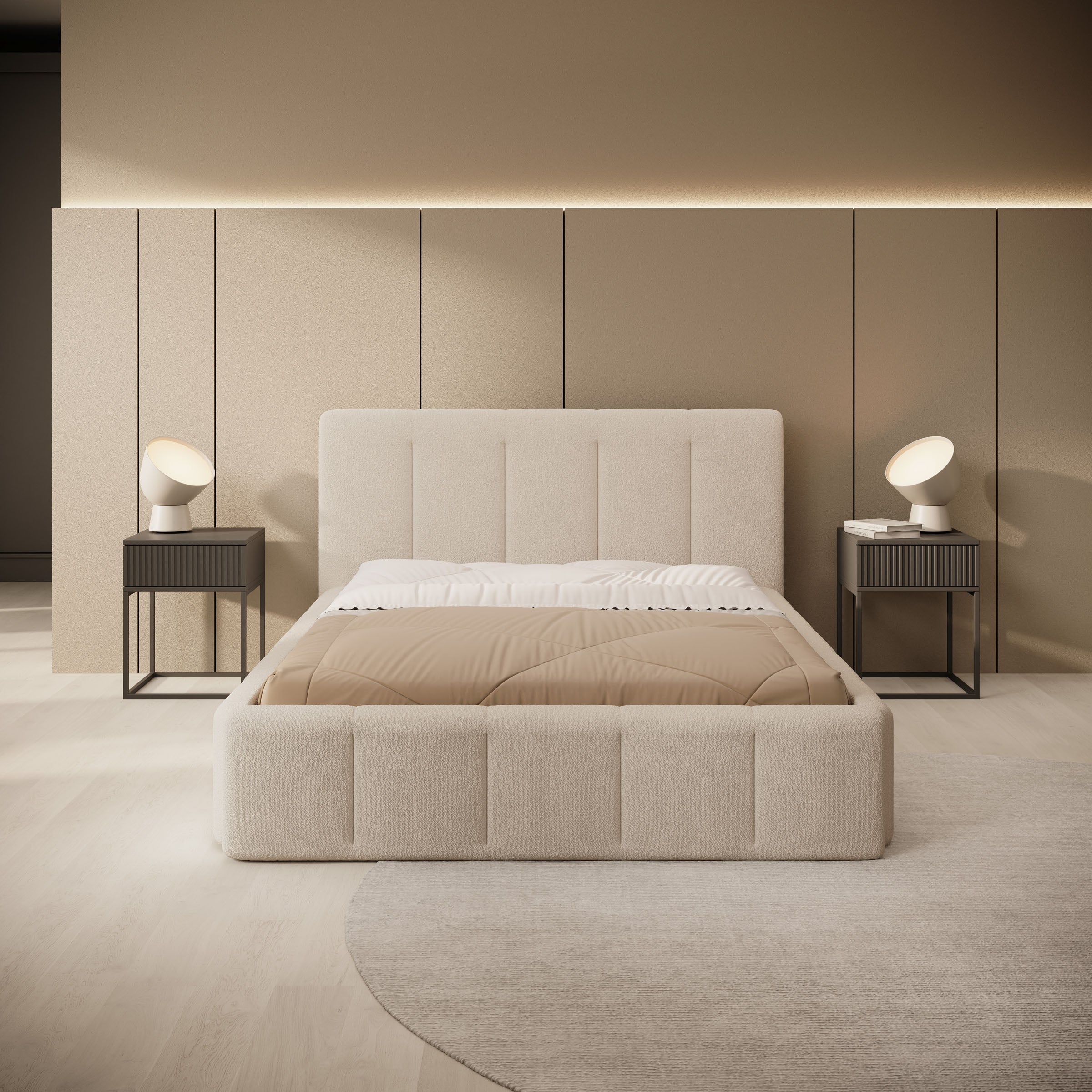 Excalibur - Tweepersoonsbed - Teddystof beige - 140x200 cm