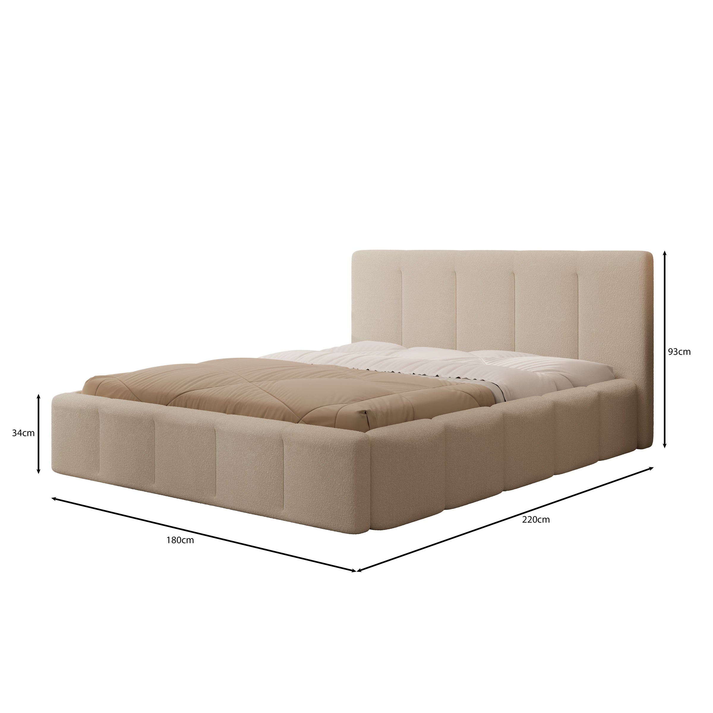Excalibur - Tweepersoonsbed - Teddystof beige - 160x200 cm