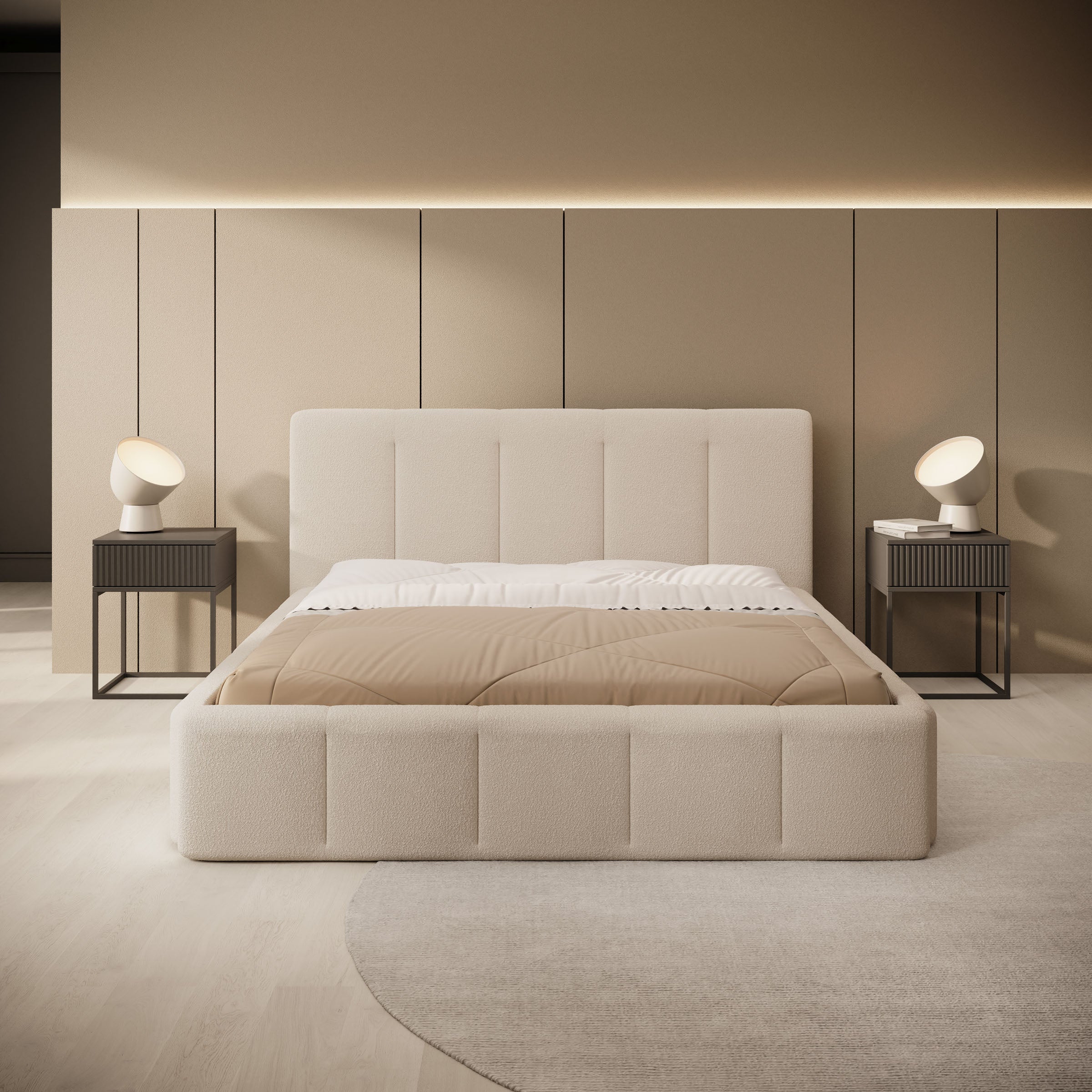 Excalibur - Tweepersoonsbed - Teddystof beige - 160x200 cm