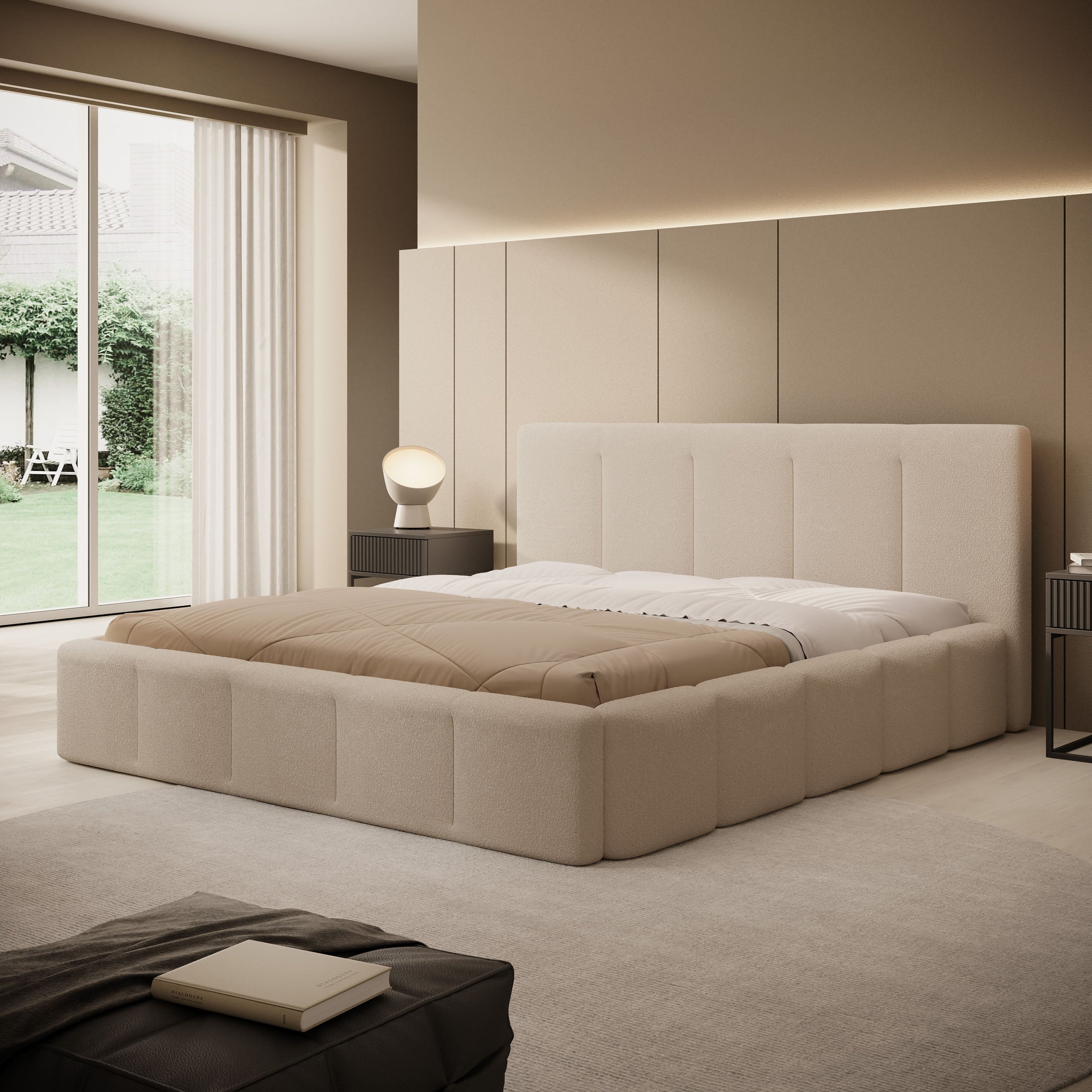 Excalibur - Tweepersoonsbed - Teddystof beige - 180x200 cm