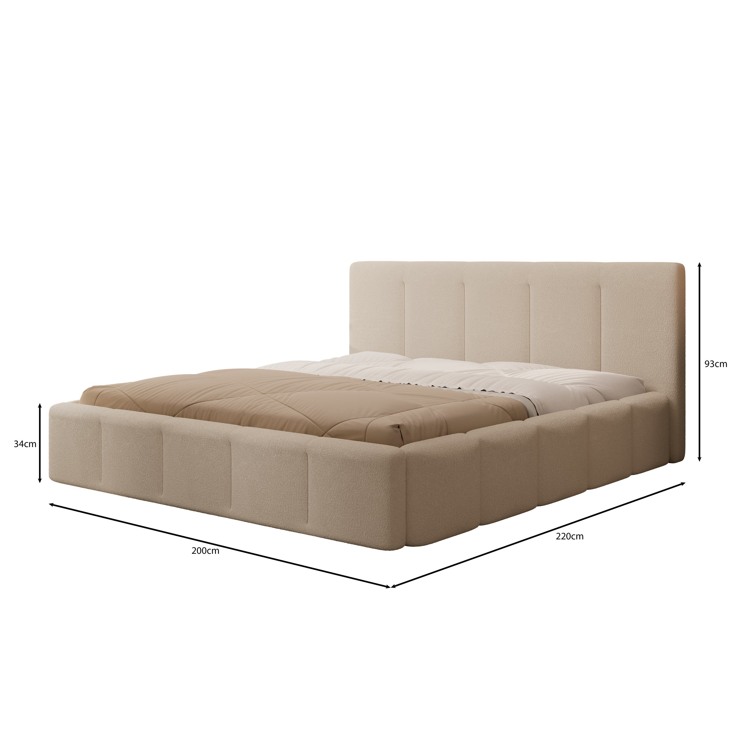 Excalibur - Tweepersoonsbed - Teddystof beige - 180x200 cm