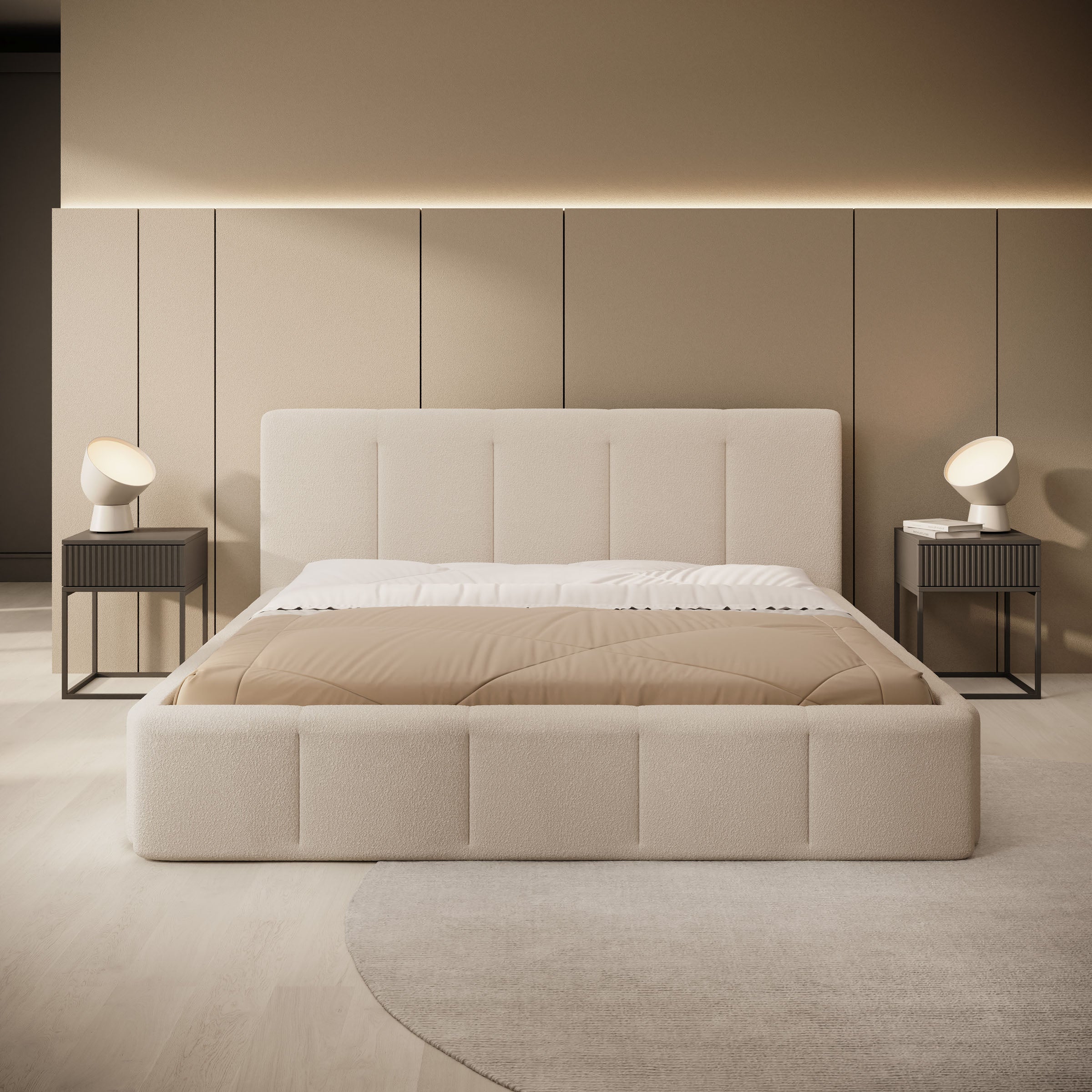 Excalibur - Tweepersoonsbed - Teddystof beige - 180x200 cm