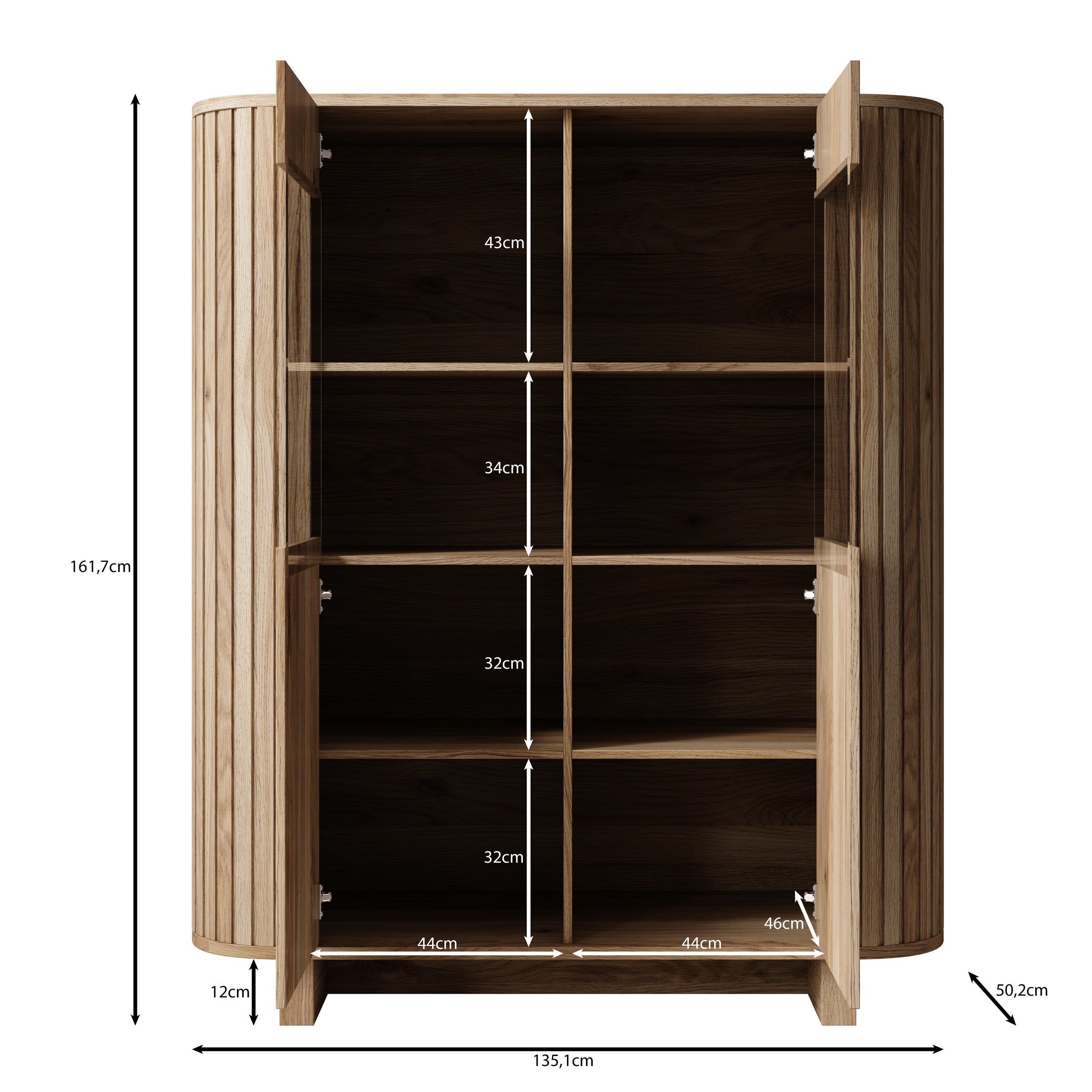 Falero - Buffetkast - Eiken - 135x50x162 cm