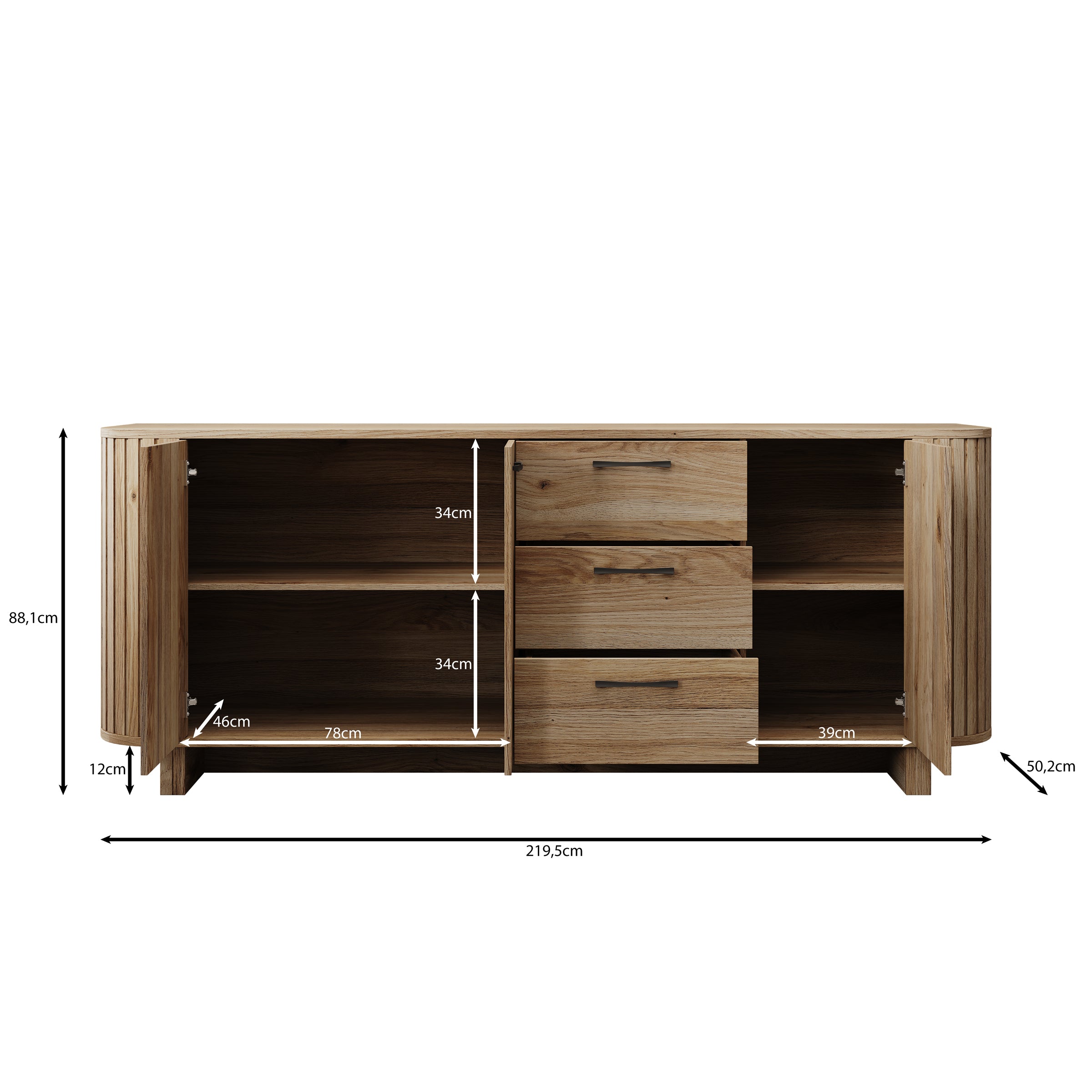 Falero - Dressoir - Eikenpatroon - 220x50x88 cm