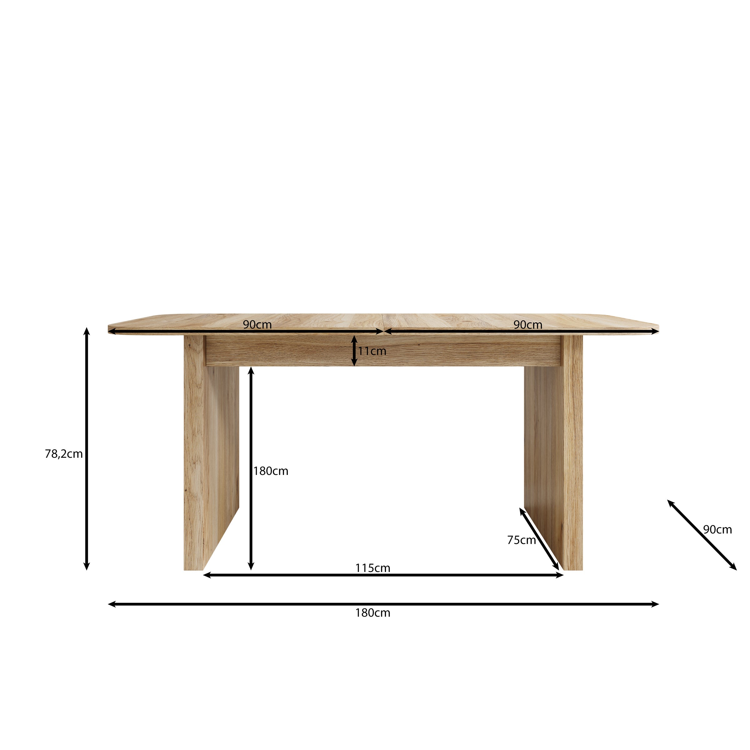 Falero - Eetkamertafel - Eiken - 180x90x77 cm