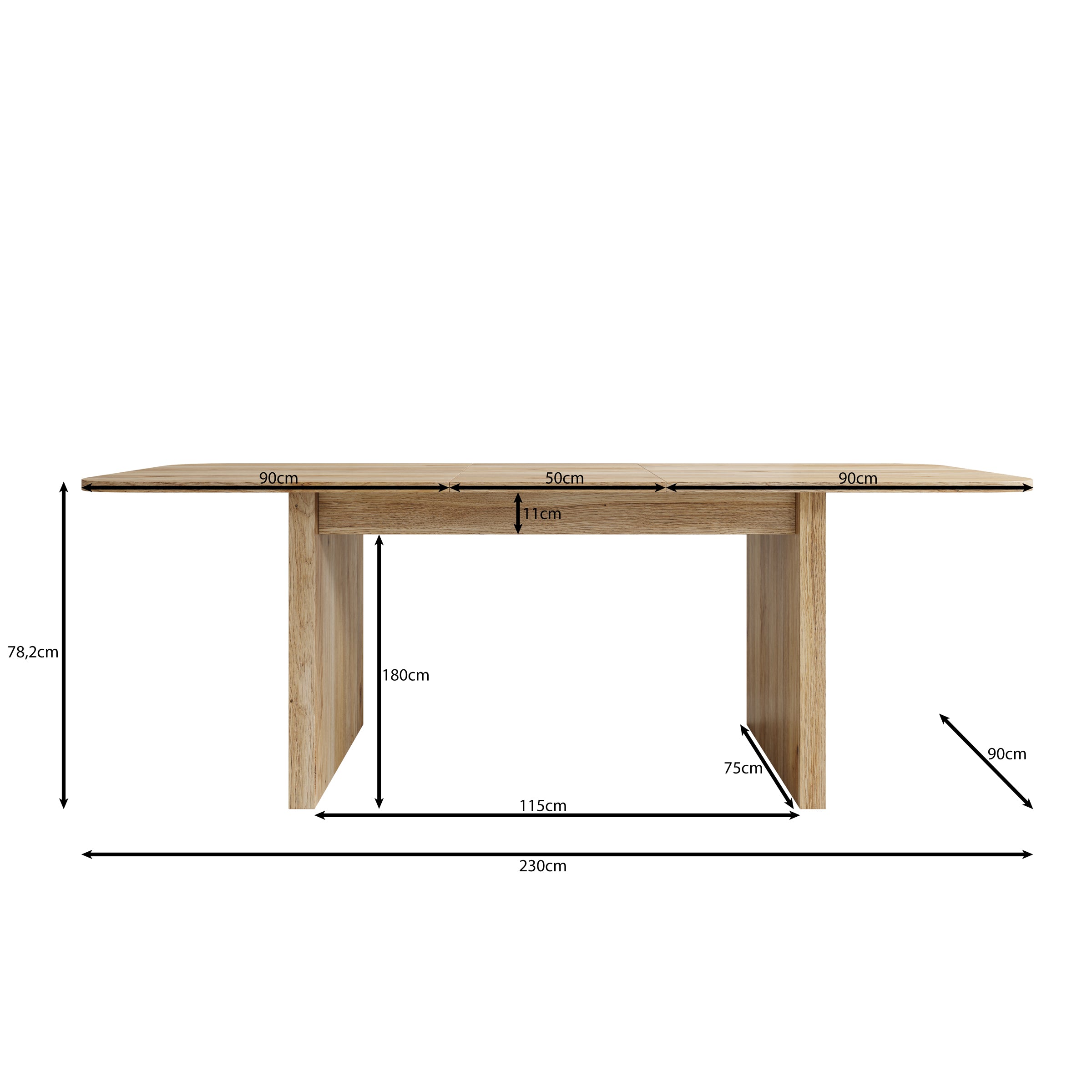 Falero - Eetkamertafel - Eiken - 180x90x77 cm