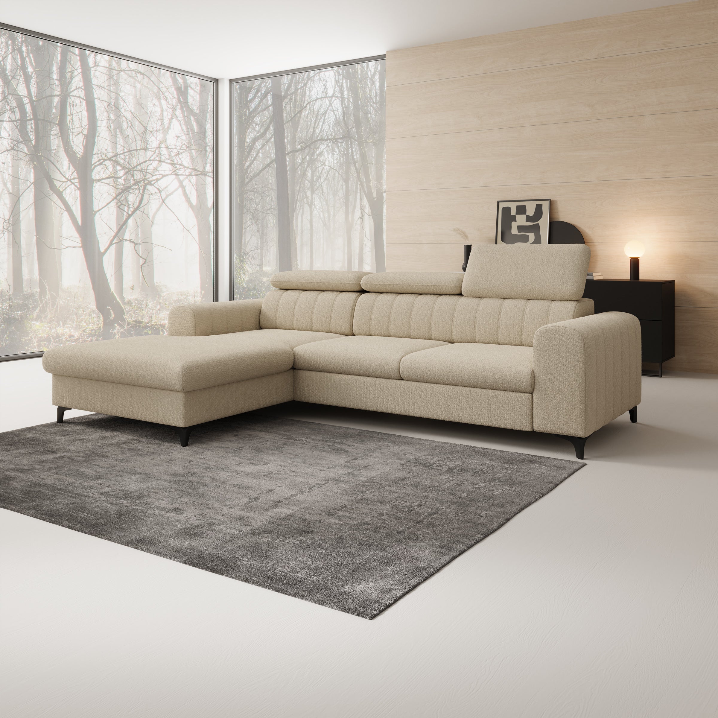 Fanoe - Hoekbank 3-zits met chaise longue - Stof beige - Links