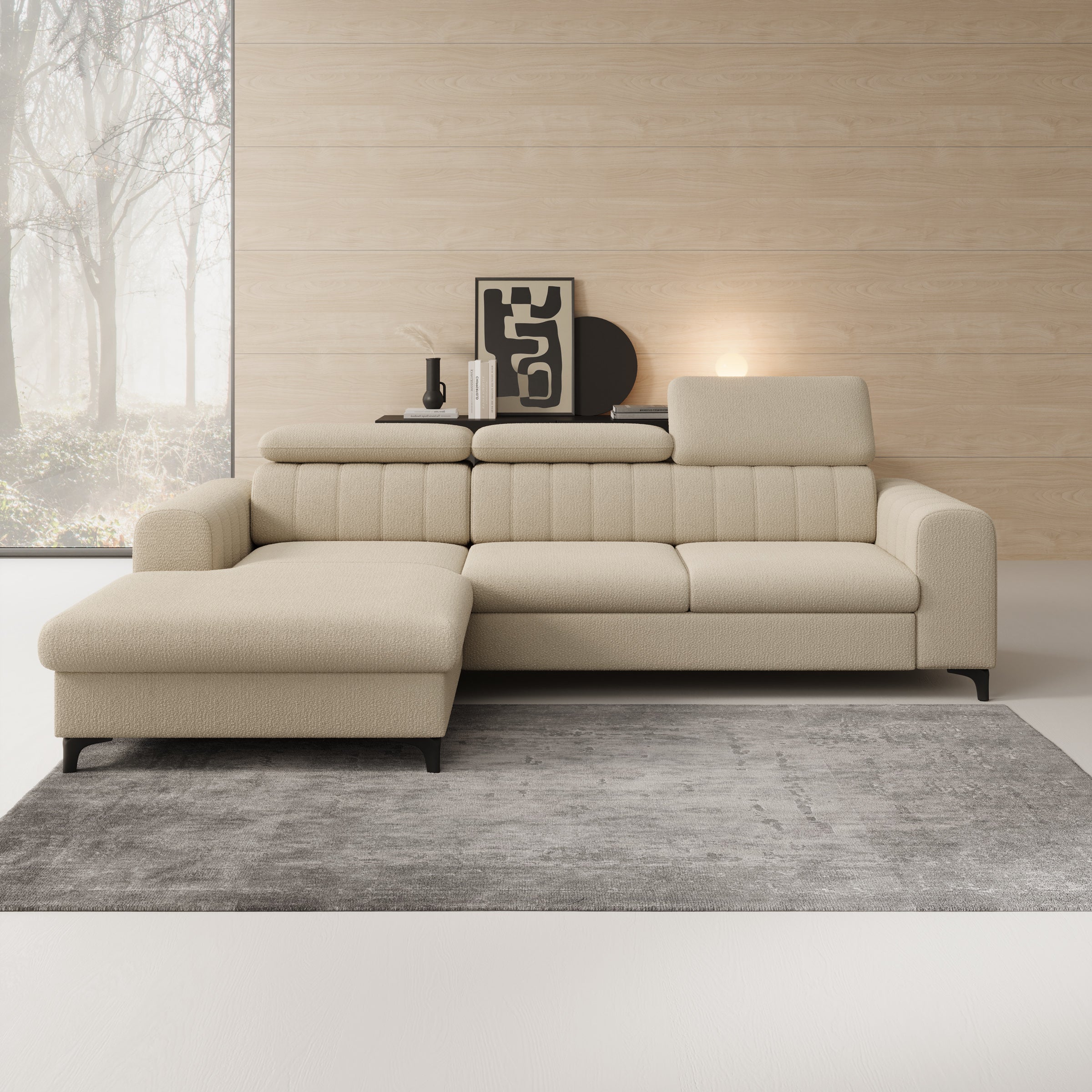Fanoe - Hoekbank 3-zits met chaise longue - Stof beige - Links