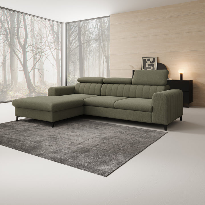 Fanoe - Hoekbank 3-zits met chaise longue - Stof groen - Links