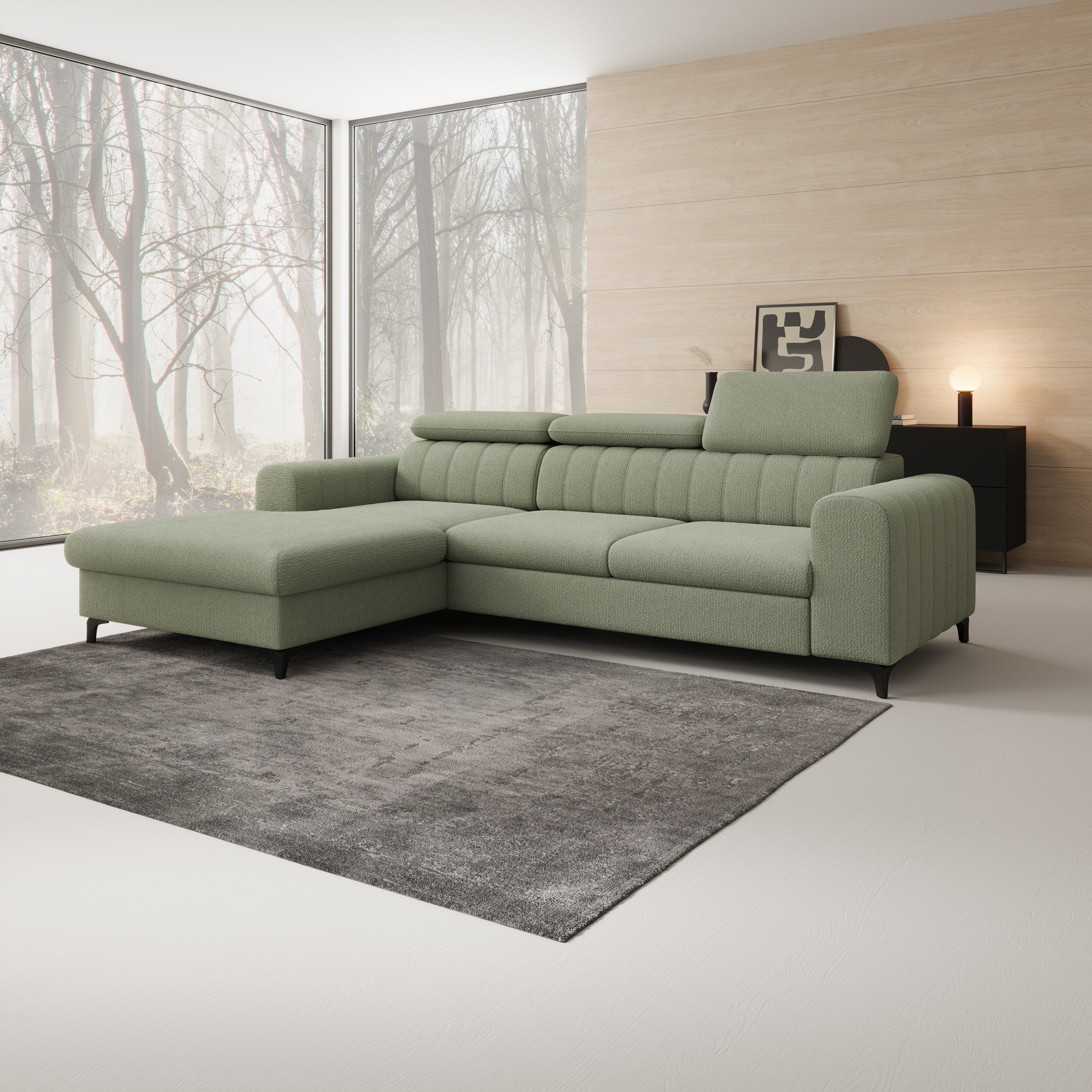 Fanoe - Hoekbank 3-zits met chaise longue - Stof groen - Links