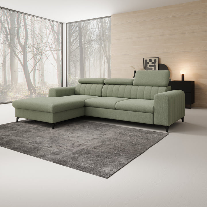 Fanoe - Hoekbank 3-zits met chaise longue - Stof groen - Links