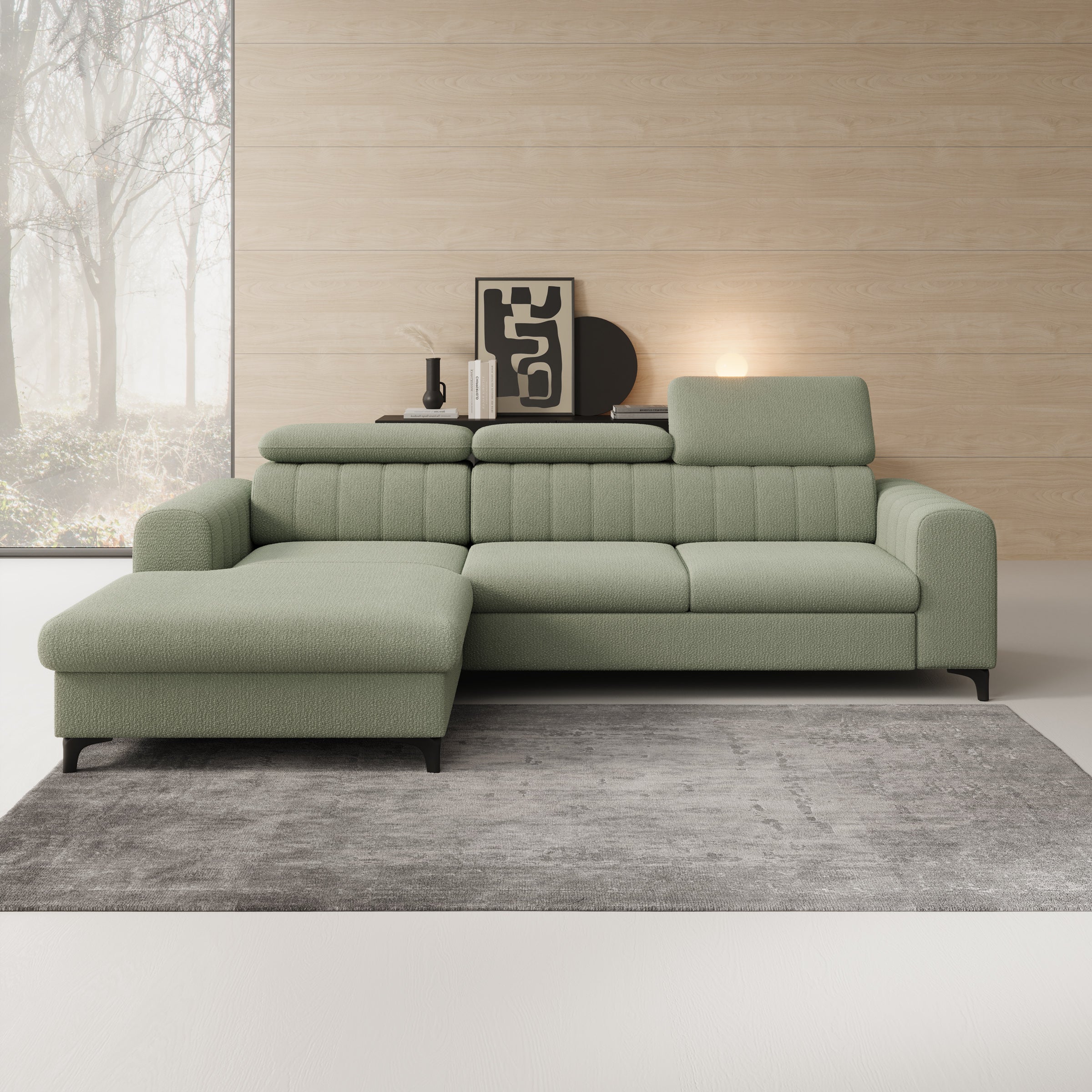Fanoe - Hoekbank 3-zits met chaise longue - Stof groen - Links