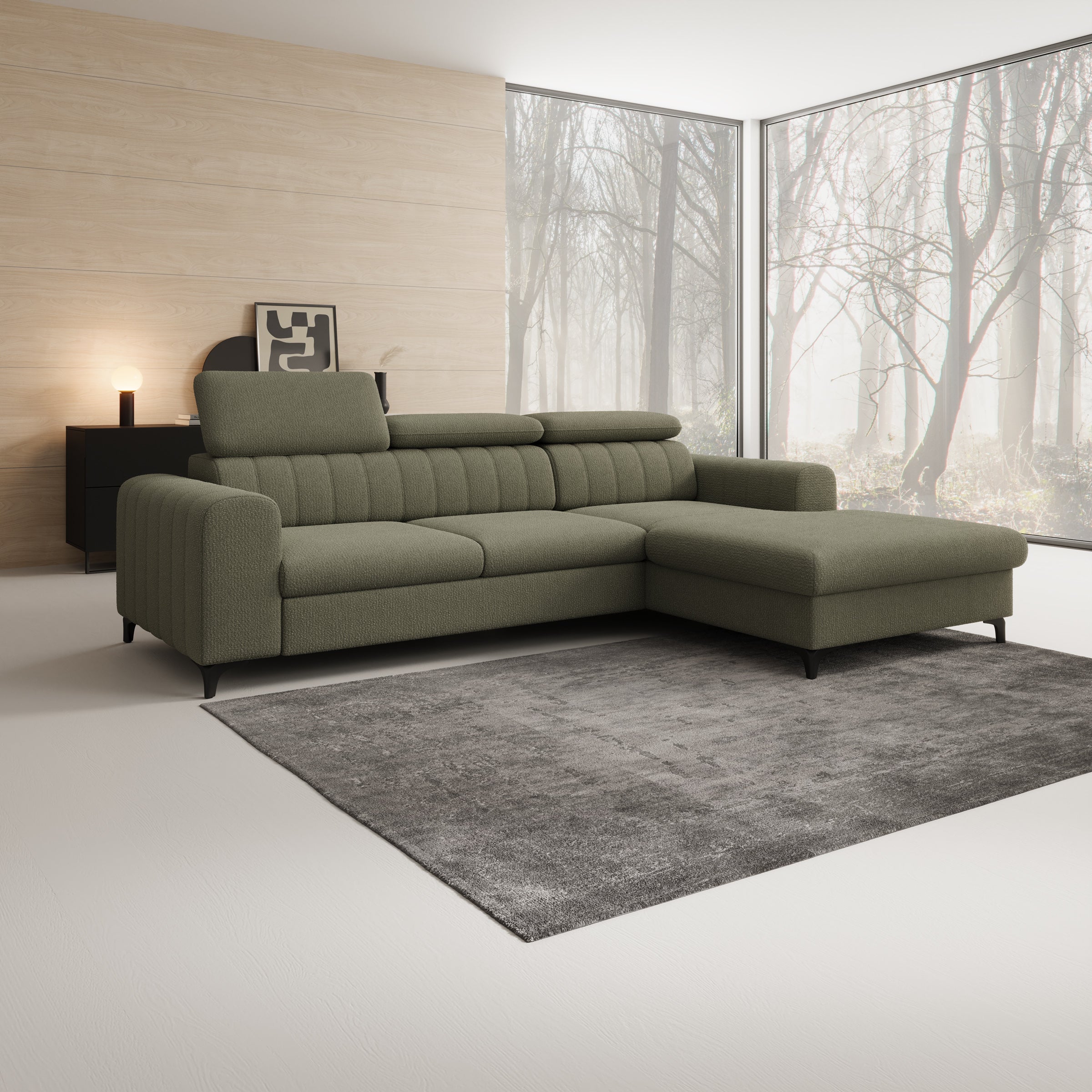 Fanoe - Hoekbank 3-zits met chaise longue - Stof groen - Rechts