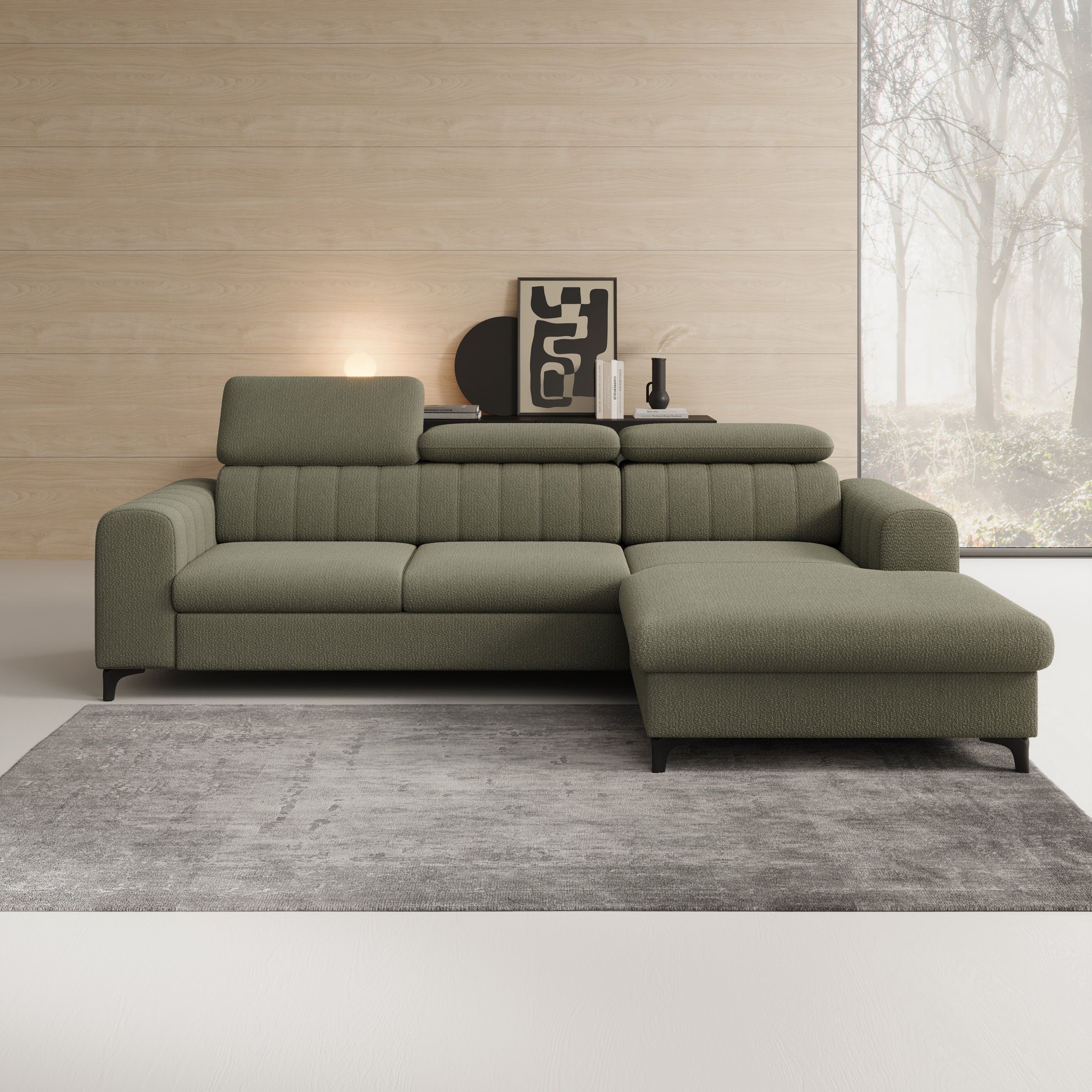 Fanoe - Hoekbank 3-zits met chaise longue - Stof groen - Rechts