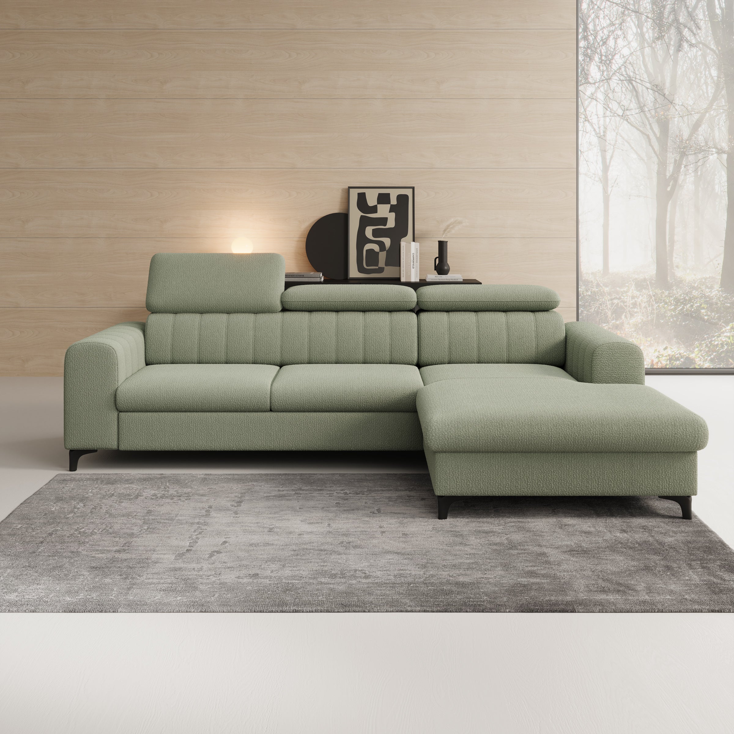 Fanoe - Hoekbank 3-zits met chaise longue - Stof groen - Rechts