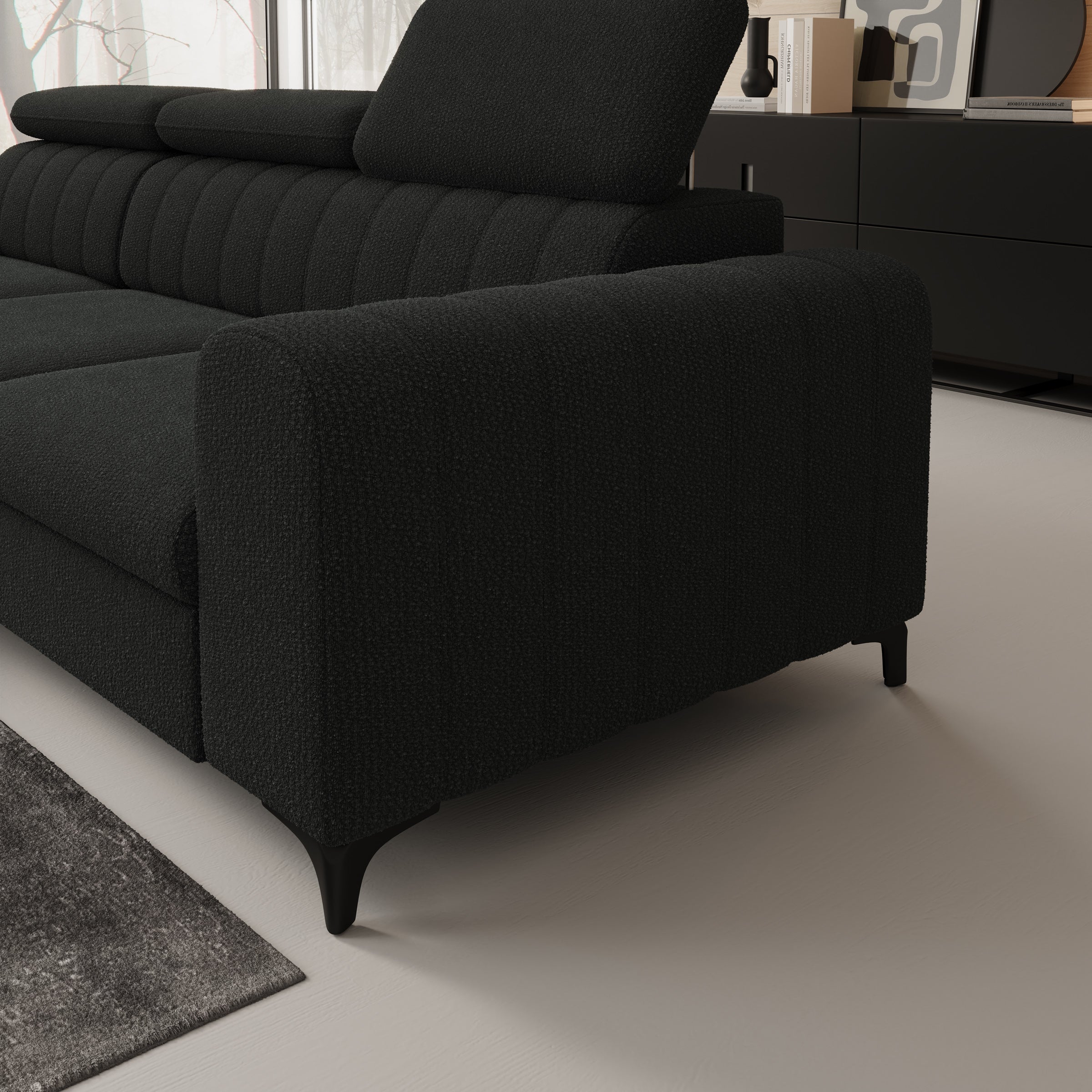 Fanoe - Hoekbank 3-zits met chaise longue - Stof zwart - Links